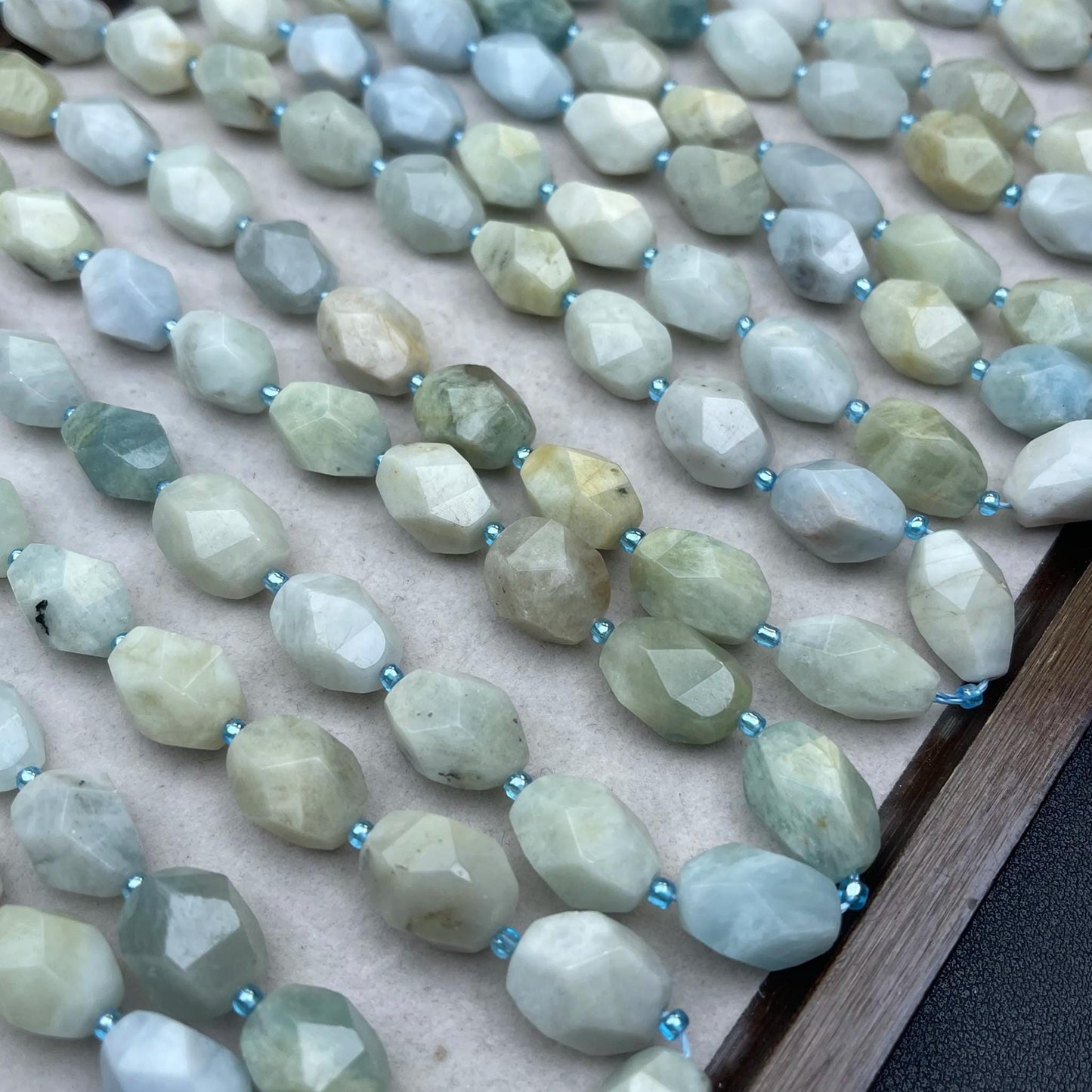 Vintage Aquamarine Irregular Faceted Chip Beads 11–12 mm | Medium Hole · Ocean Blue Tones · DIY Bracelets, Necklaces & Earrings