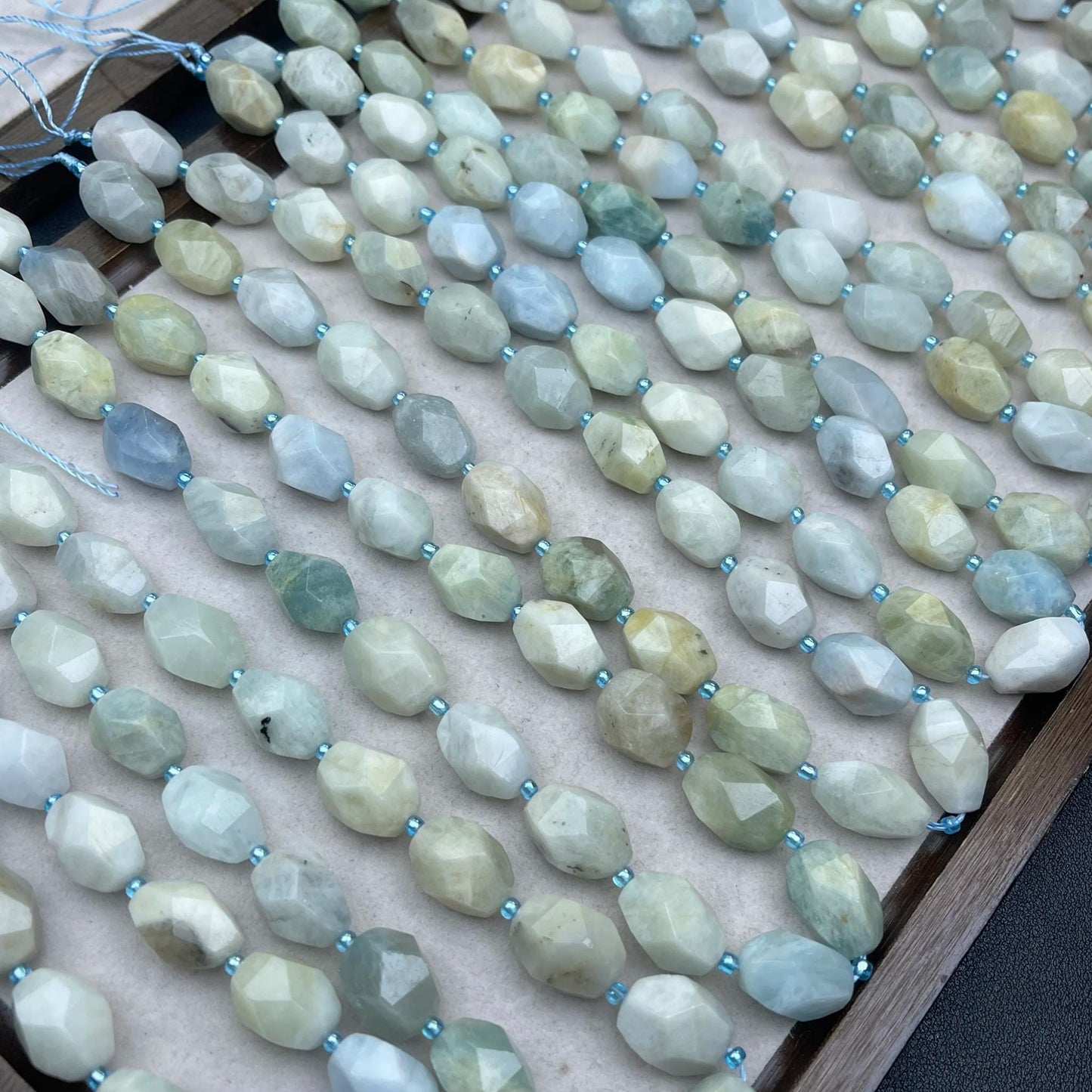 Vintage Aquamarine Irregular Faceted Chip Beads 11–12 mm | Medium Hole · Ocean Blue Tones · DIY Bracelets, Necklaces & Earrings