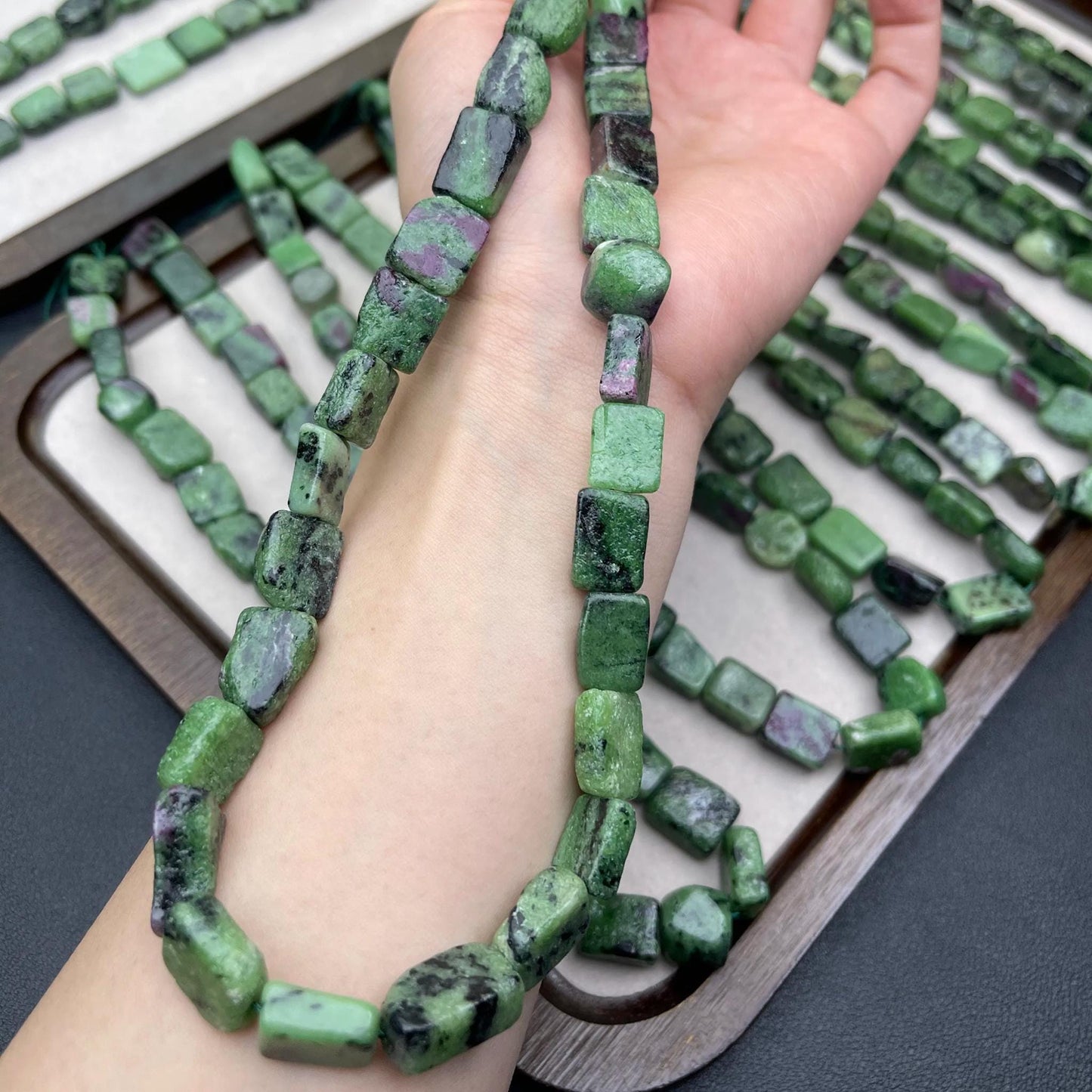 Rare Ruby Zoisite Cube Beads 10 mm | Natural Tri-Color Gemstone · Medium Hole · DIY Bracelet, Necklace & Earring Jewelry Making