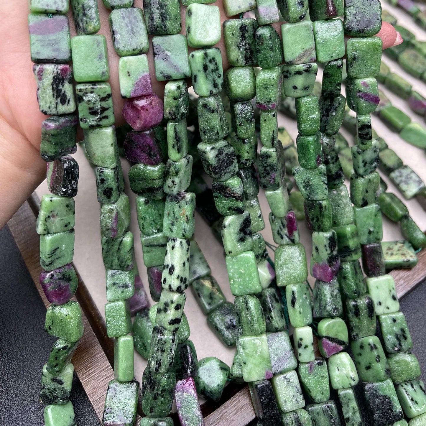 Rare Ruby Zoisite Cube Beads 10 mm | Natural Tri-Color Gemstone · Medium Hole · DIY Bracelet, Necklace & Earring Jewelry Making
