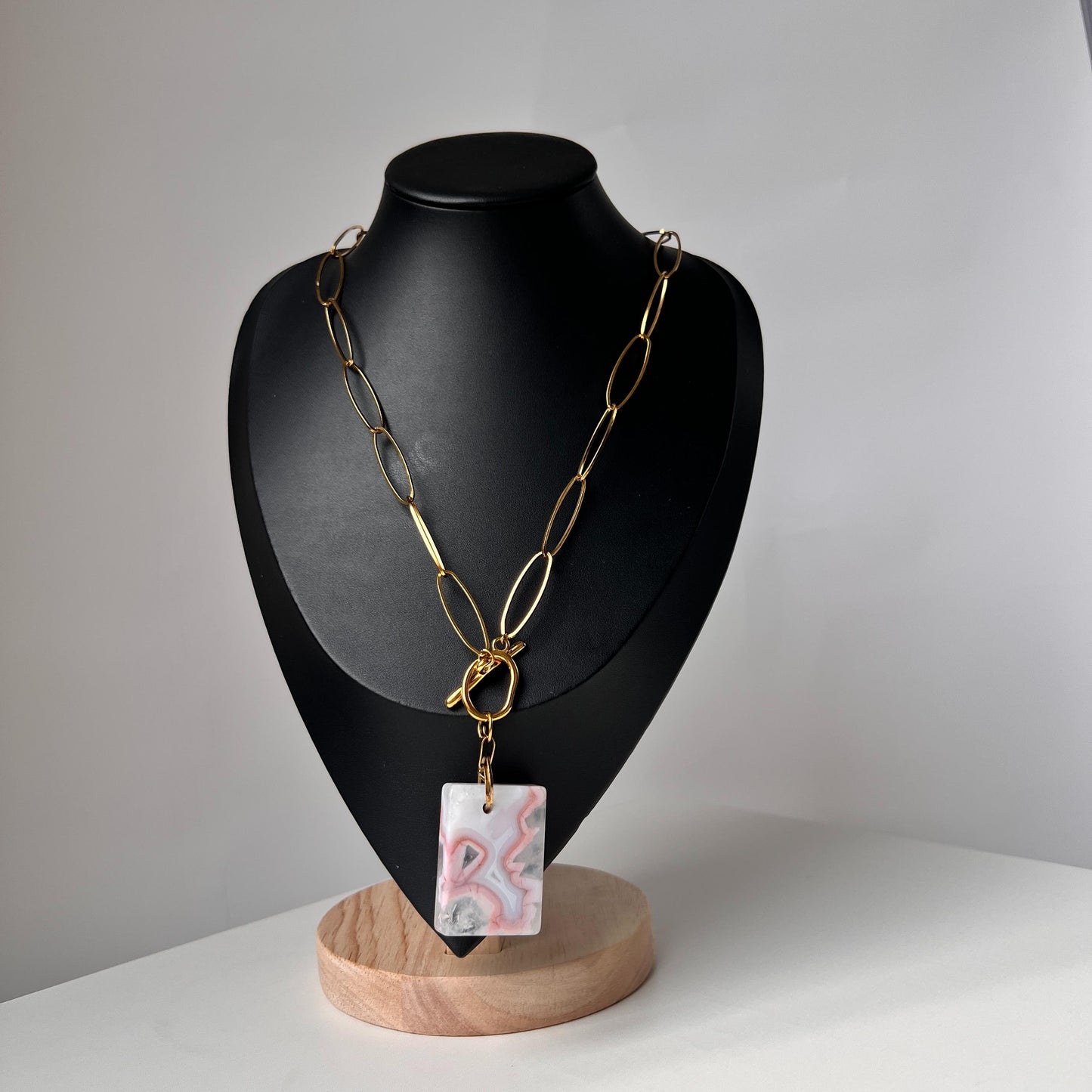Raw Agate Pendant Necklace|Irregular Natural Stone|Vintage Chain Style|Handmade Spiritual Healing Jewelry|Energy & Protection Gift