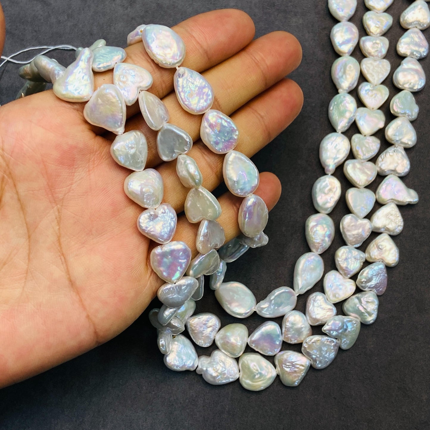 Natural Freshwater Heart Pearls|31 pcs · 38.2 cm|Weight Options 29.8 g / 34.7 g|DIY Bracelet & Necklace Jewelry Making Beads|Romantic Pearl Accessories