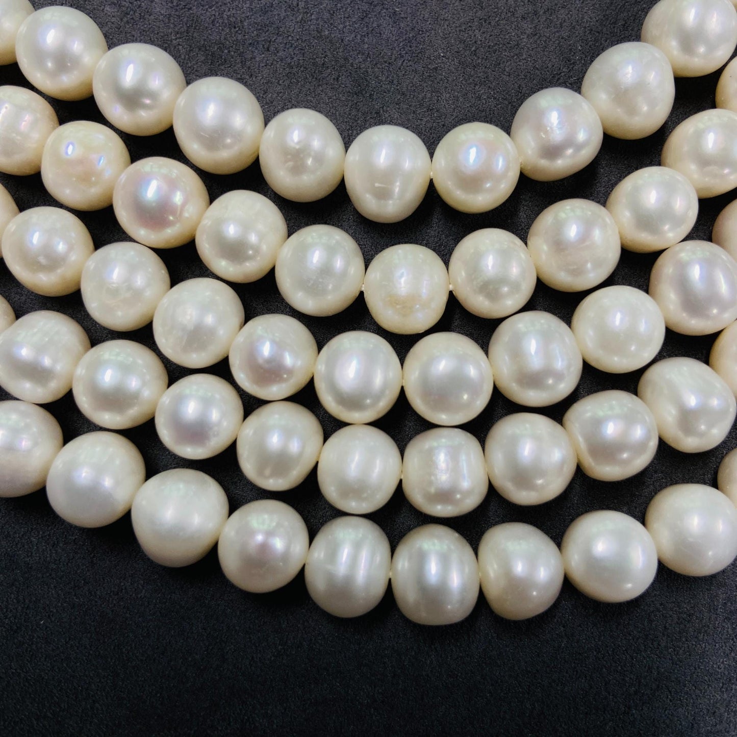 Natürliche große runde Süßwasserperlen | 10×10 mm · 39 cm · 48 g | Glatter Glanz | DIY-Armband-Halskettenzubehör | Luxuriöses Naturjuwel