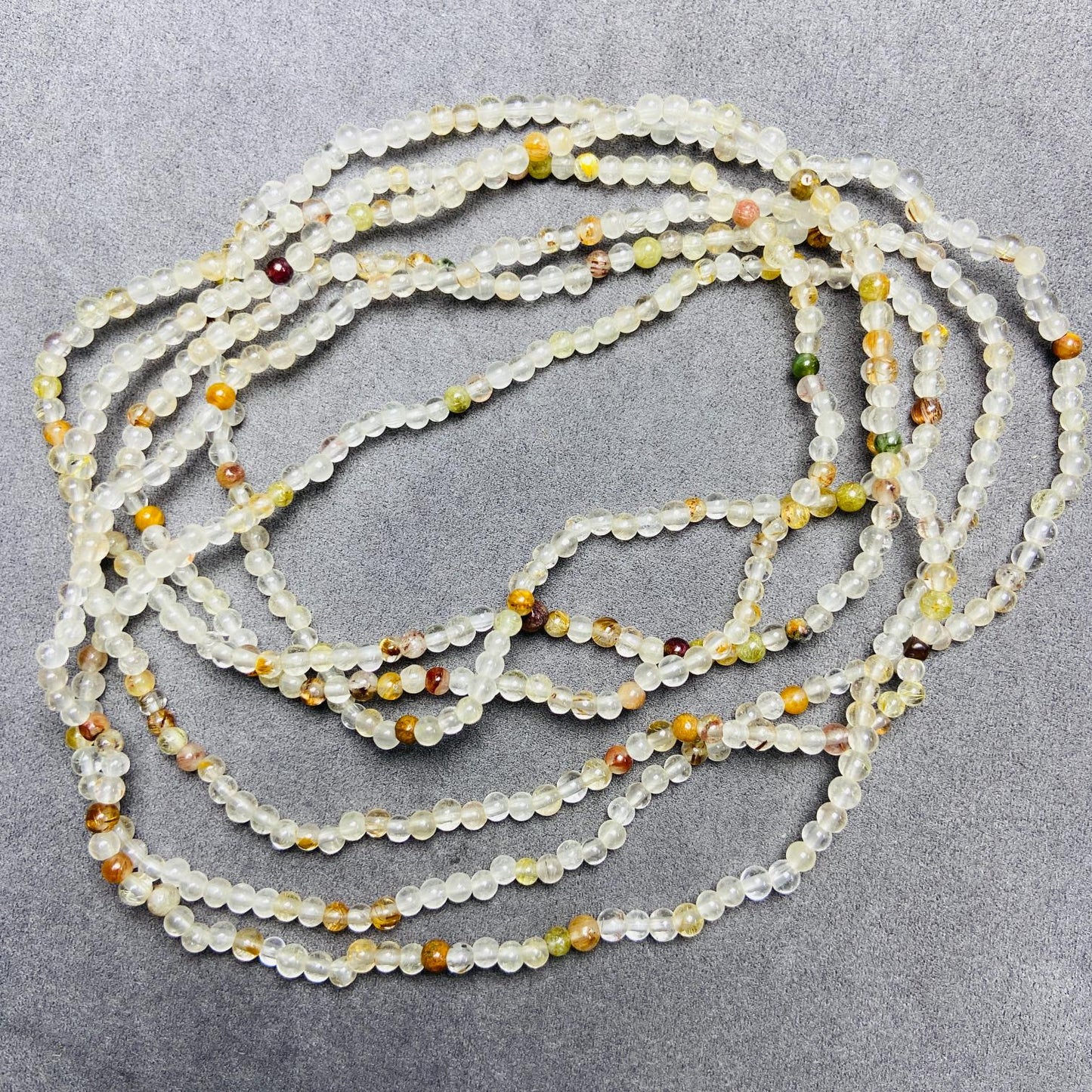 Natural Inclusion Quartz Loose Beads · 10 Strands 50 cm (3 mm, 6 g) · Unique Mineral Inclusions · DIY Bracelet & Necklace Making Supplies