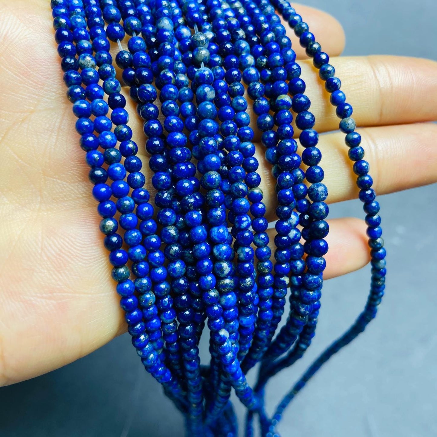 Natural Lapis Lazuli Loose Beads | 2×2 mm (40 cm·3 g) & 4×4 mm (39.5 cm·9 g) | Deep Blue with Gold Flecks | DIY Bracelet & Necklace Supplies