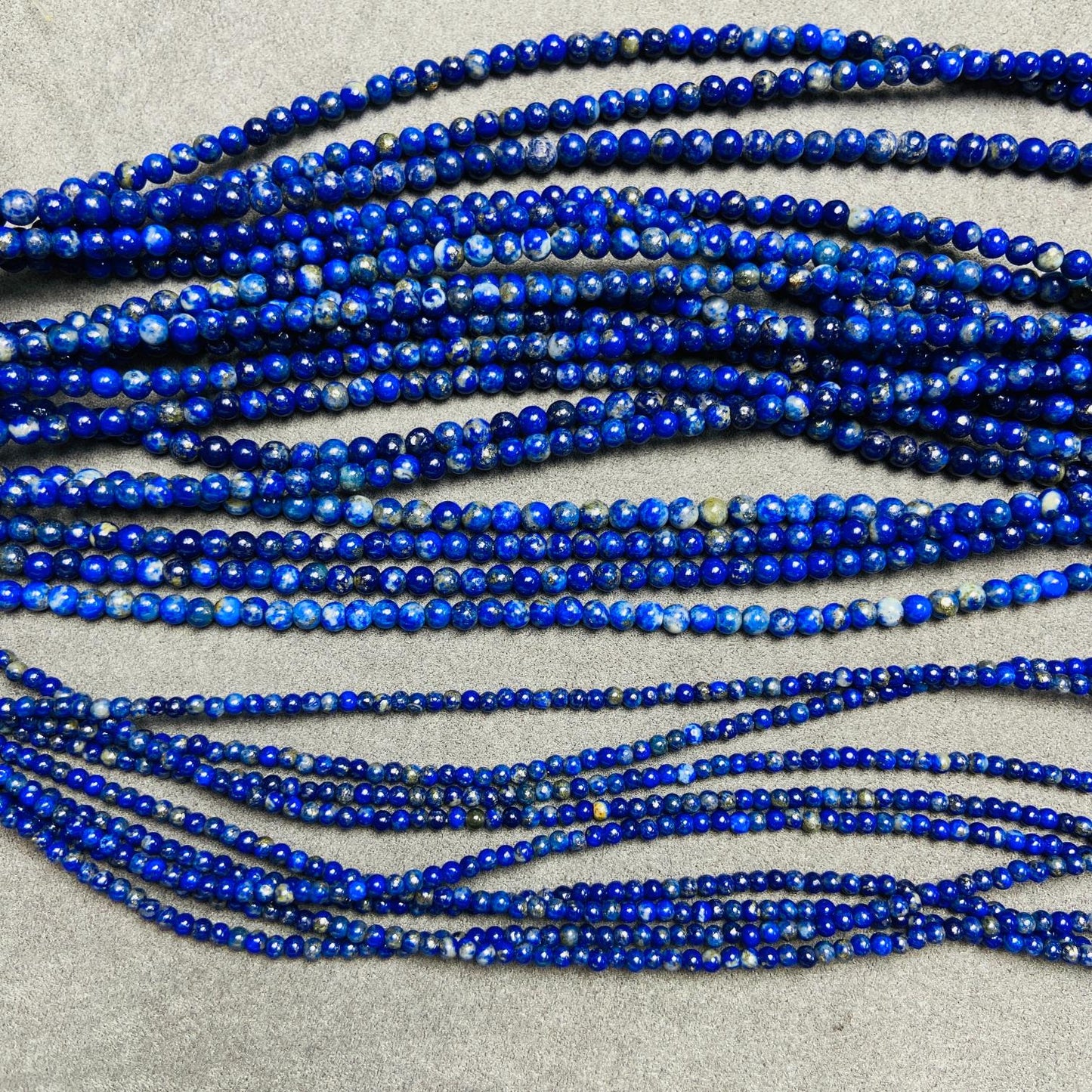 Natural Lapis Lazuli Loose Beads | 2×2 mm (40 cm·3 g) & 4×4 mm (39.5 cm·9 g) | Deep Blue with Gold Flecks | DIY Bracelet & Necklace Supplies