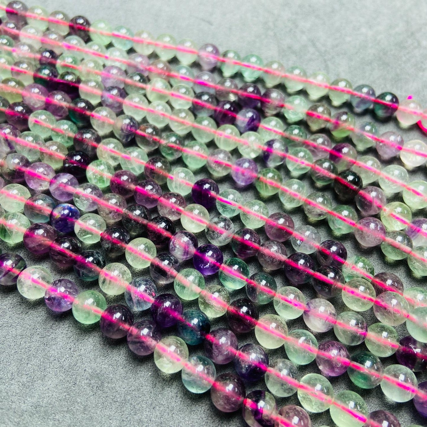 Natural Faceted Fluorite Beads Loose | 7.5×7.5 mm · 40 cm · 38 g | DIY Bracelet & Necklace Jewelry Making | Purple-Green Gradient