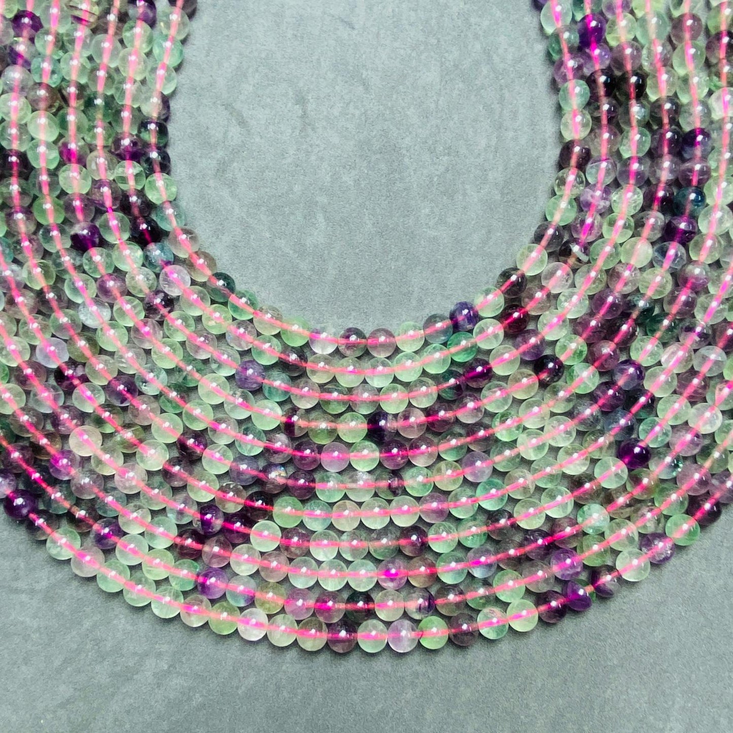 Natural Faceted Fluorite Beads Loose | 7.5×7.5 mm · 40 cm · 38 g | DIY Bracelet & Necklace Jewelry Making | Purple-Green Gradient