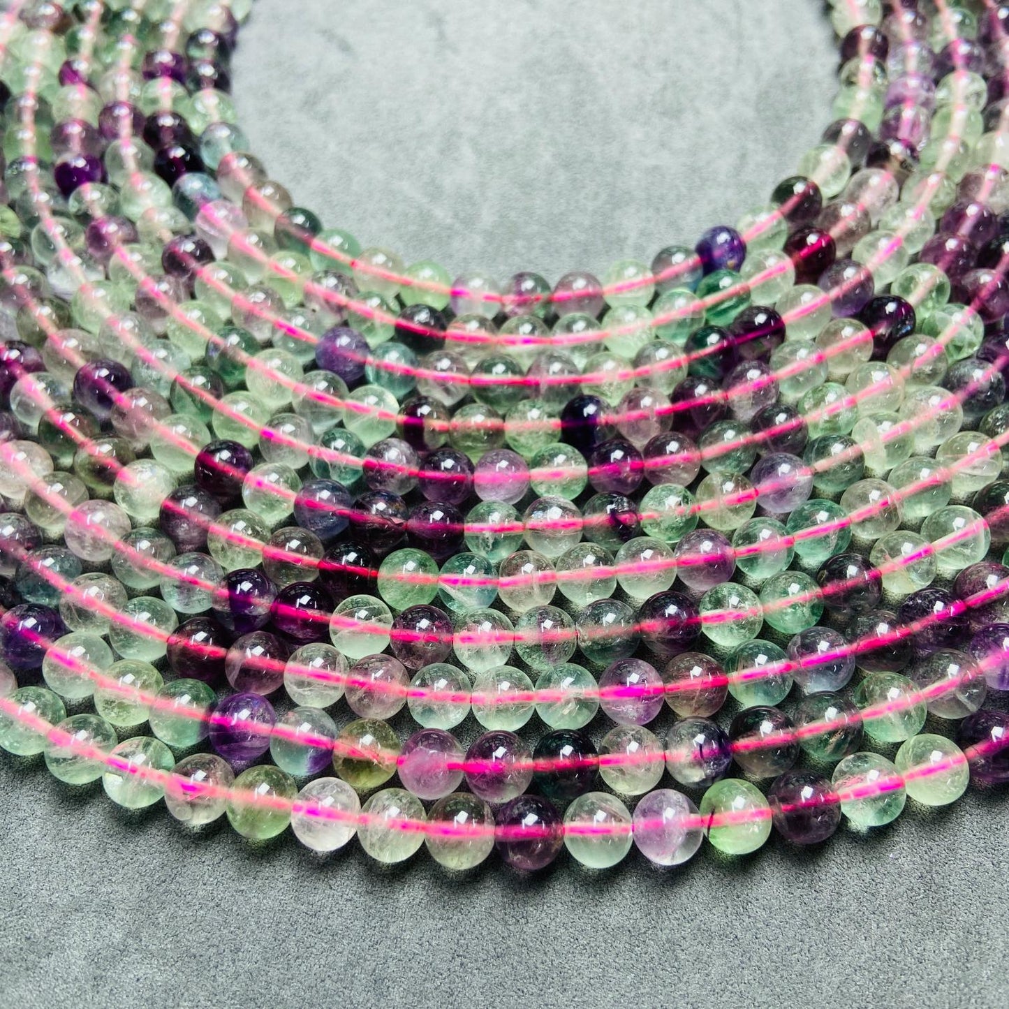 Natural Faceted Fluorite Beads Loose | 7.5×7.5 mm · 40 cm · 38 g | DIY Bracelet & Necklace Jewelry Making | Purple-Green Gradient