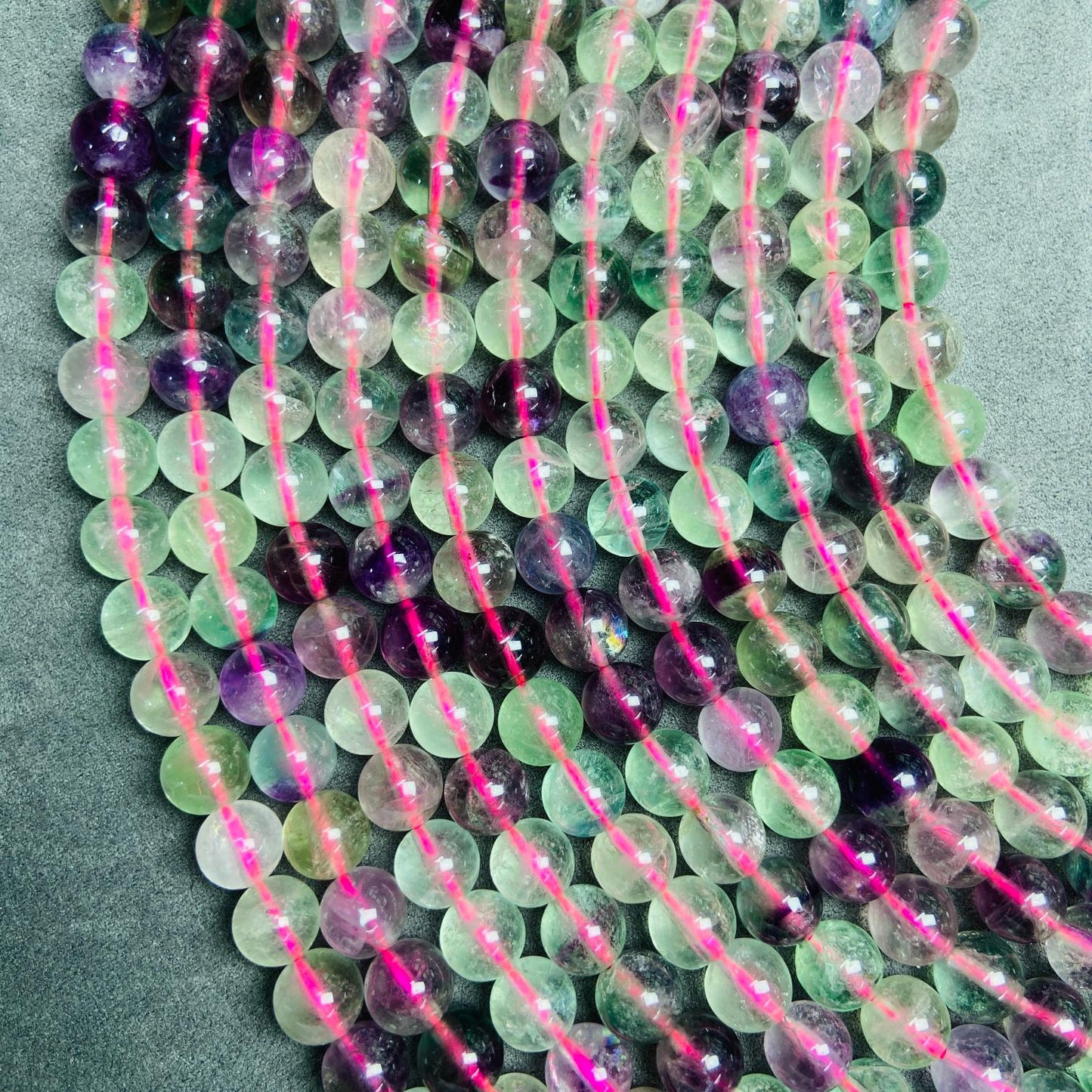 Natural Faceted Fluorite Beads Loose | 7.5×7.5 mm · 40 cm · 38 g | DIY Bracelet & Necklace Jewelry Making | Purple-Green Gradient
