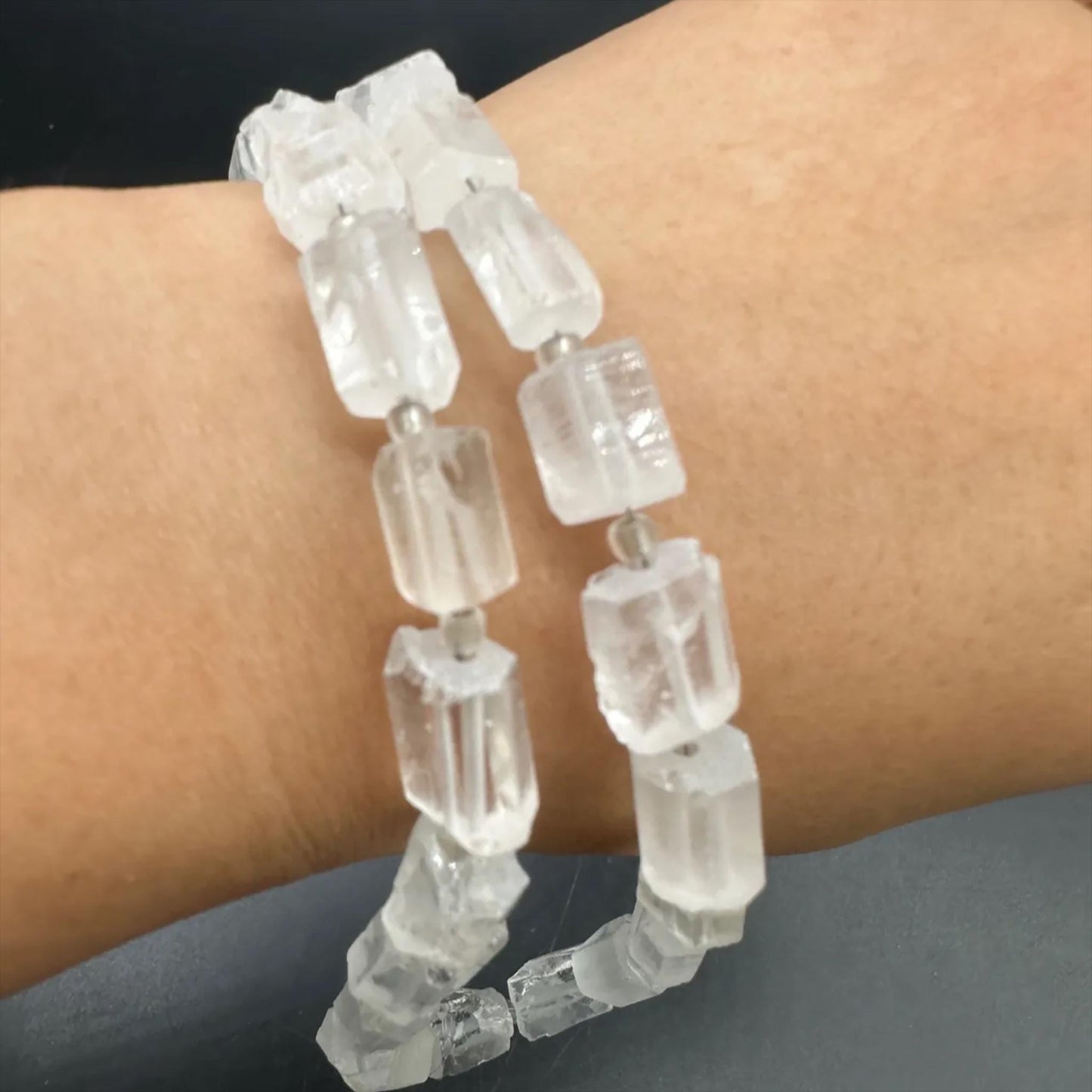 Natural Clear Quartz Tube Beads 7×11 mm · 38 cm Strand · Raw Crystal Beads for DIY Jewelry, Energy Healing & Home Décor