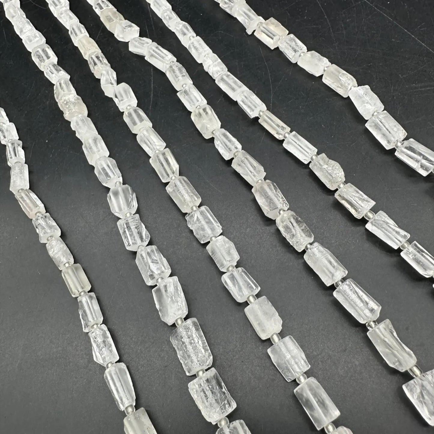 Natural Clear Quartz Tube Beads 7×11 mm · 38 cm Strand · Raw Crystal Beads for DIY Jewelry, Energy Healing & Home Décor