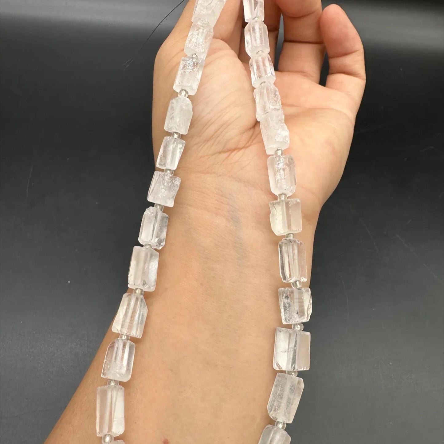 Natural Clear Quartz Tube Beads 7×11 mm · 38 cm Strand · Raw Crystal Beads for DIY Jewelry, Energy Healing & Home Décor