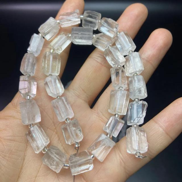 Natural Clear Quartz Cylinder Beads – Irregular Tube Gemstone Beads 8×12mm, 38cm Pre-Drilled Strand, for DIY Jewelry & Energy Healing