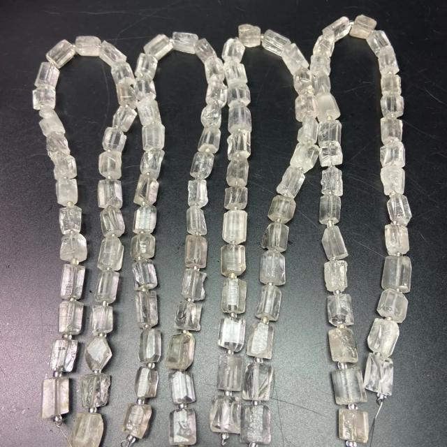 Natural Clear Quartz Cylinder Beads – Irregular Tube Gemstone Beads 8×12mm, 38cm Pre-Drilled Strand, for DIY Jewelry & Energy Healing
