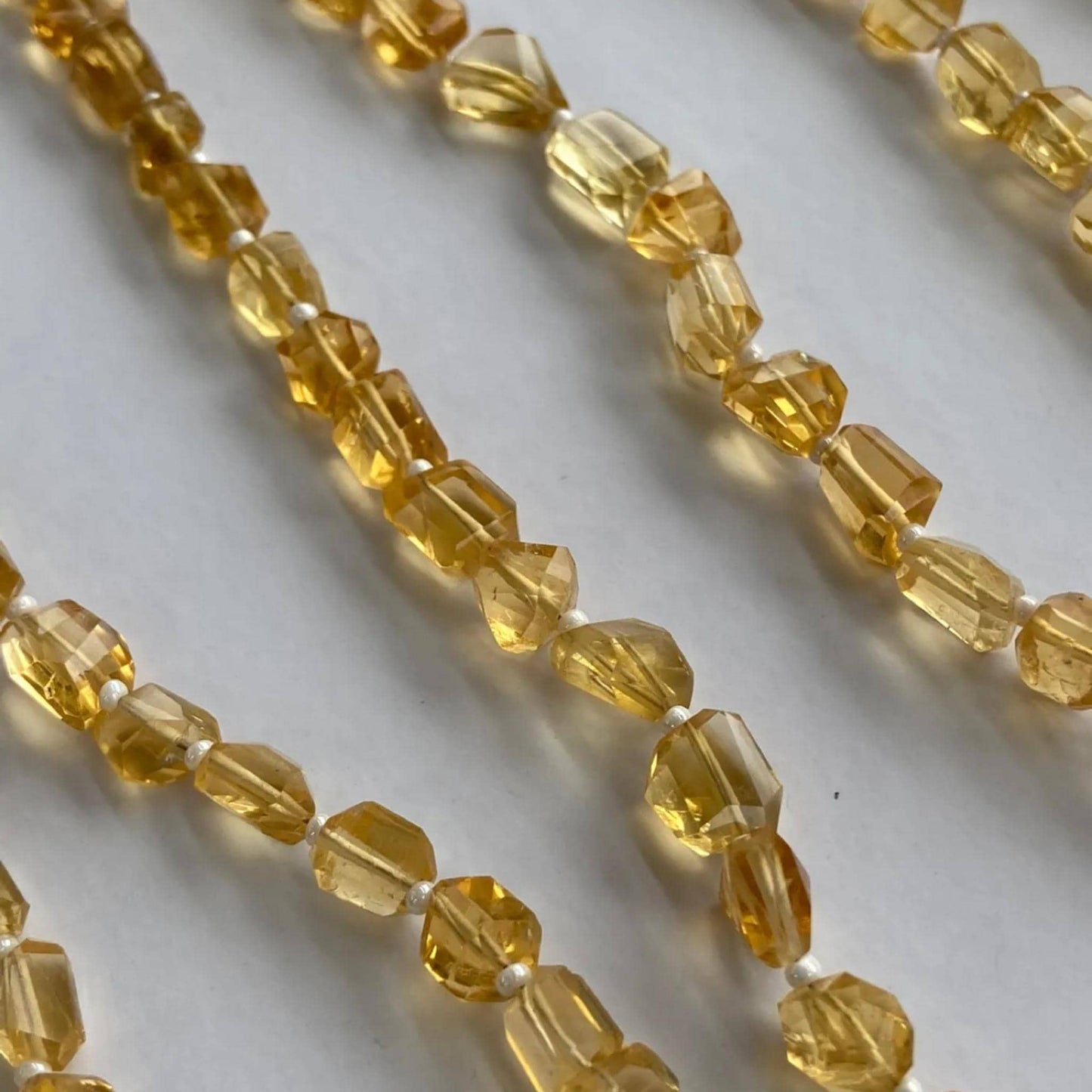 Golden Citrine Faceted Irregular Beads 6×6 mm · 38 cm Strand Pre-Drilled | Natural Warm Glow & Energy Boost | DIY Jewelry Making
