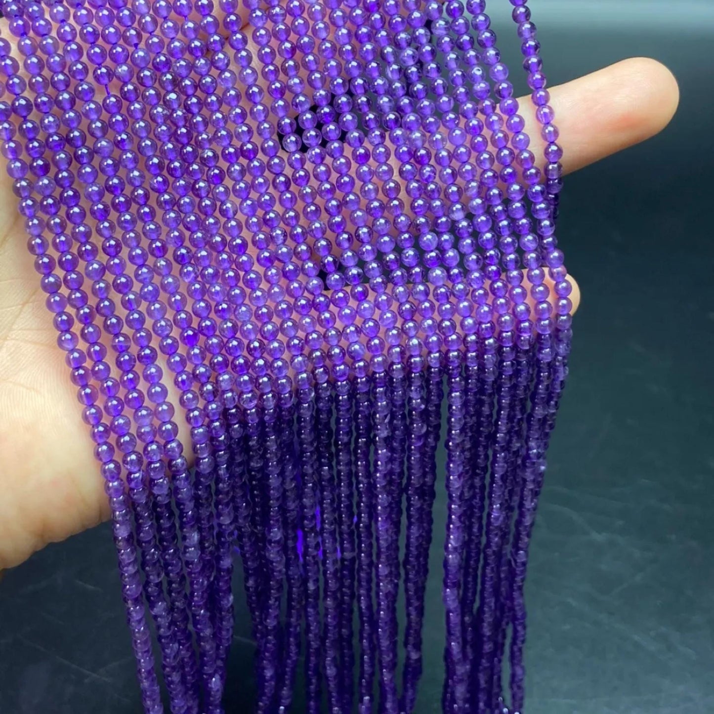 Natural Amethyst Round Beads 3 mm · 38 cm Pre-Drilled Strand | Lavender Violet · Energy Balance · DIY Bracelet & Necklace Making Supplies