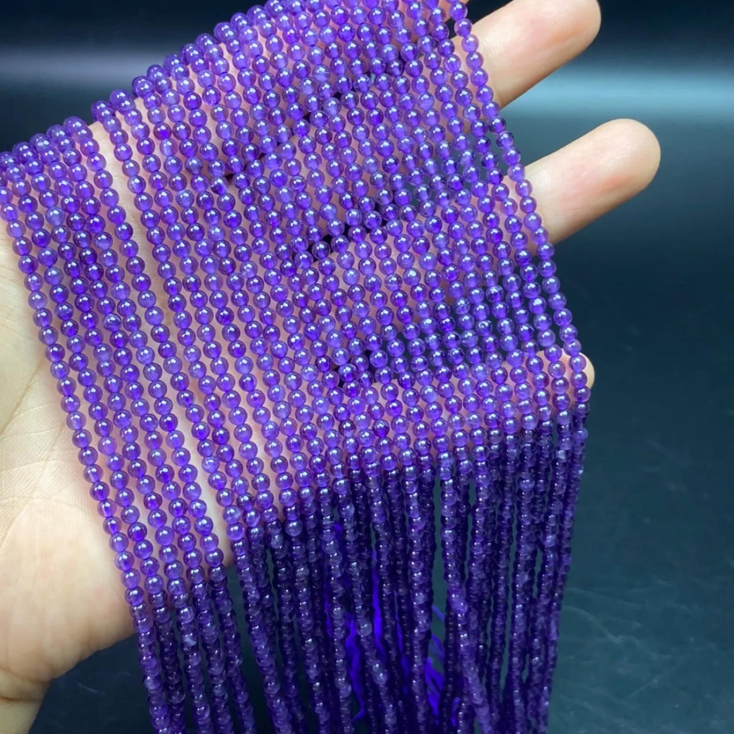 Natural Amethyst Round Beads 3 mm · 38 cm Pre-Drilled Strand | Lavender Violet · Energy Balance · DIY Bracelet & Necklace Making Supplies