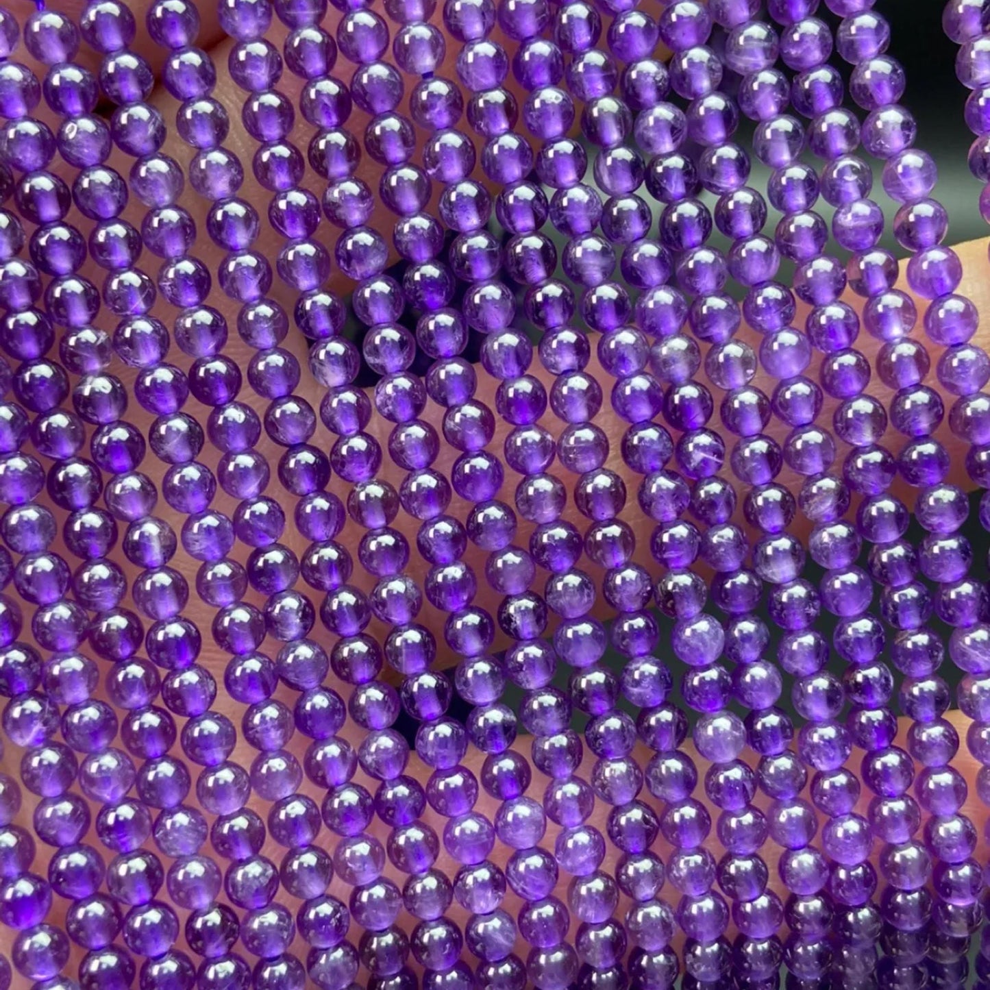 Natural Amethyst Round Beads 3 mm · 38 cm Pre-Drilled Strand | Lavender Violet · Energy Balance · DIY Bracelet & Necklace Making Supplies