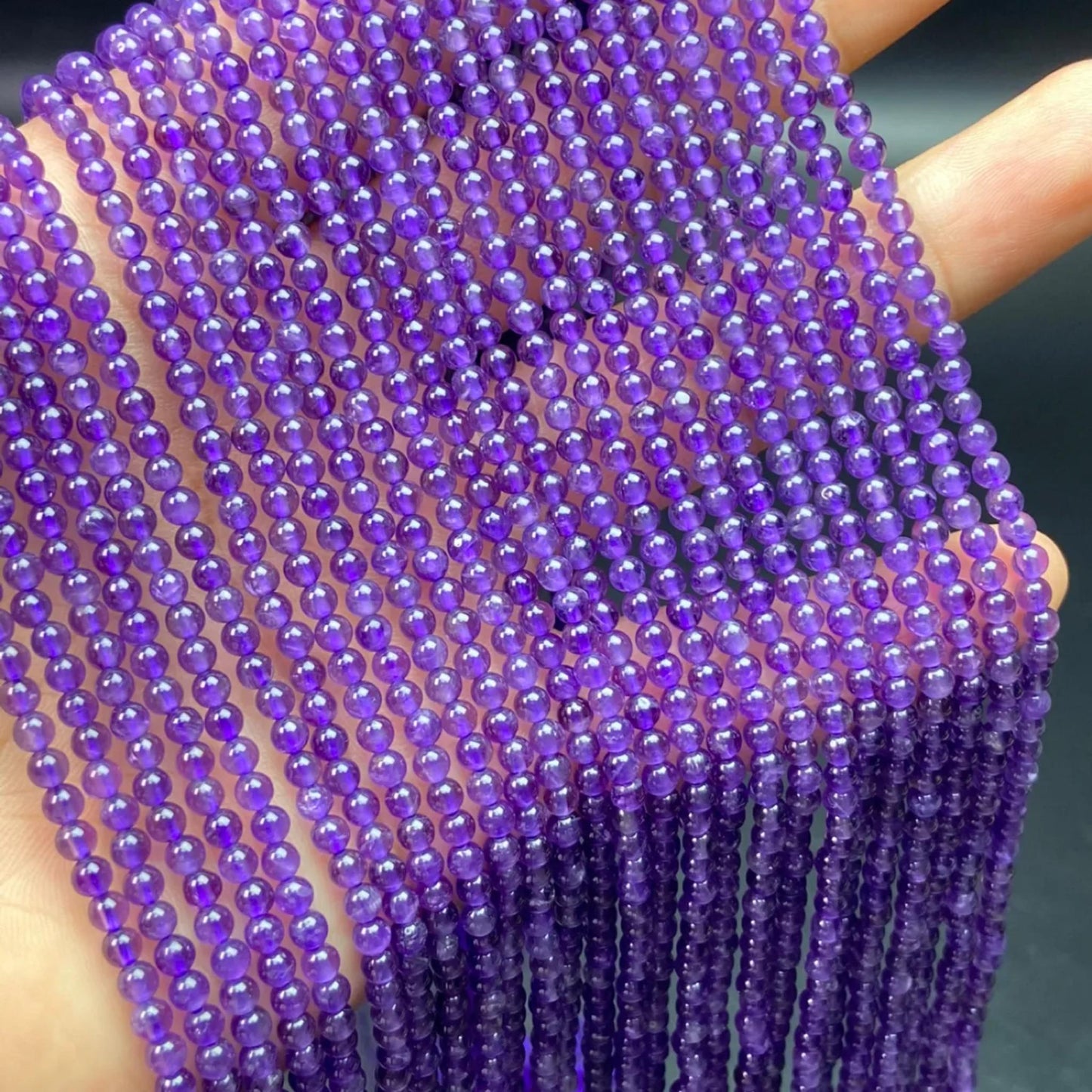 Natural Amethyst Round Beads 3 mm · 38 cm Pre-Drilled Strand | Lavender Violet · Energy Balance · DIY Bracelet & Necklace Making Supplies