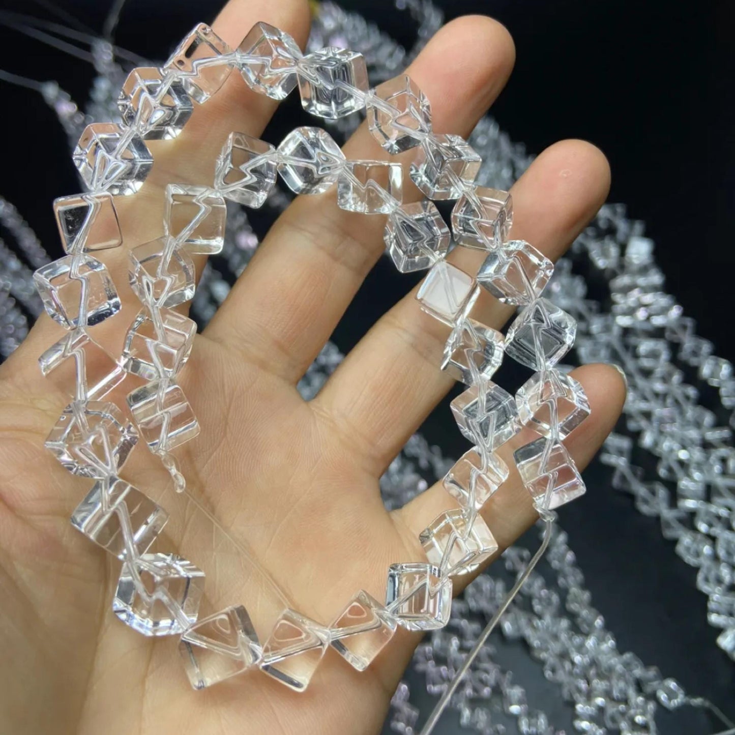 Natural Brazilian White Quartz Cube Beads · 6mm Diagonal Drilled | DIY Bracelet & Necklace Supplies | Boho Chakra Jewelry Making | Mindfulness Energy Crystal