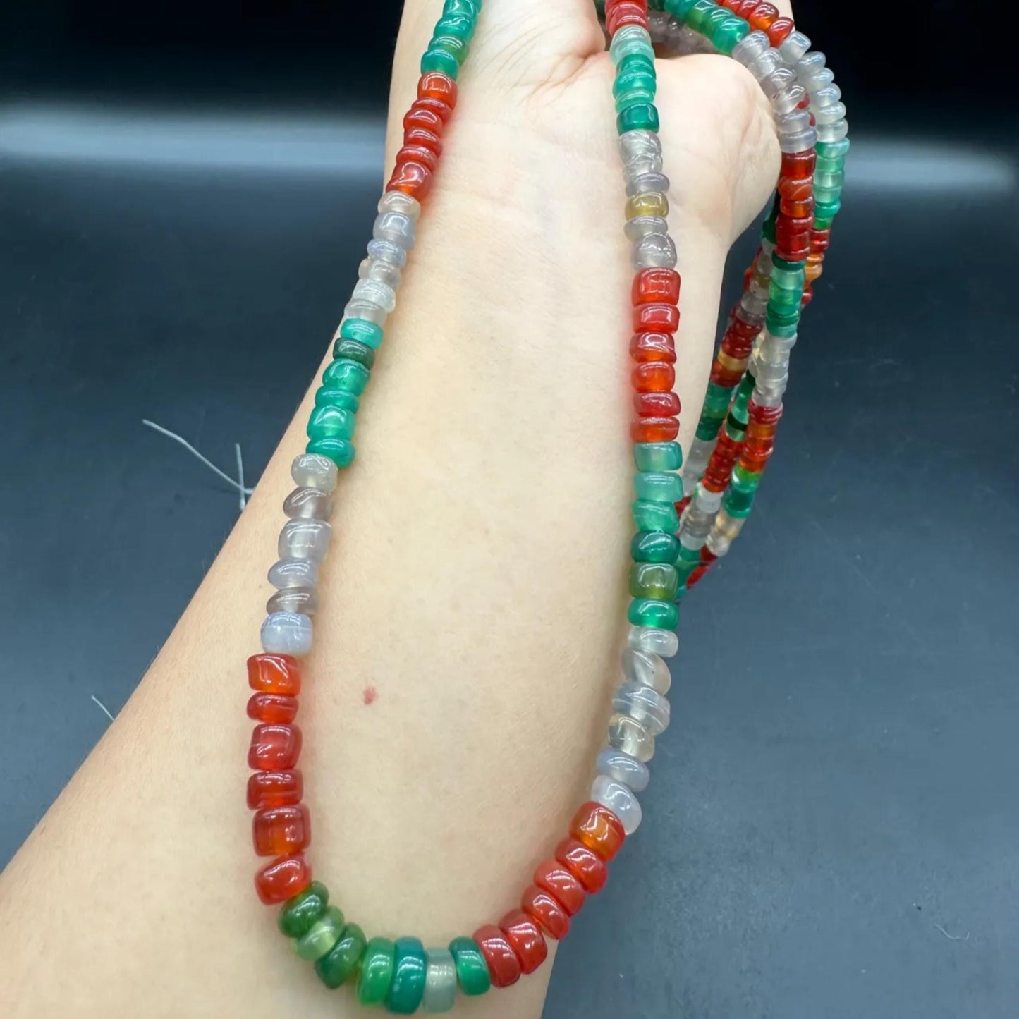 Natürliche mehrfarbige Achat-Scheibenperlen 6×3mm · 38cm Strang | Boho-Edelsteinperlen für selbstgemachte Armbänder, Halsketten, Chakra- und Meditationsschmuck