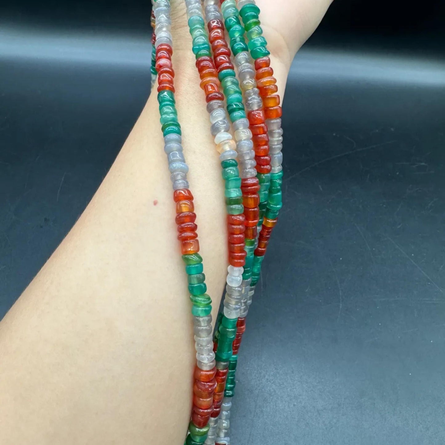 Natürliche mehrfarbige Achat-Scheibenperlen 6×3mm · 38cm Strang | Boho-Edelsteinperlen für selbstgemachte Armbänder, Halsketten, Chakra- und Meditationsschmuck