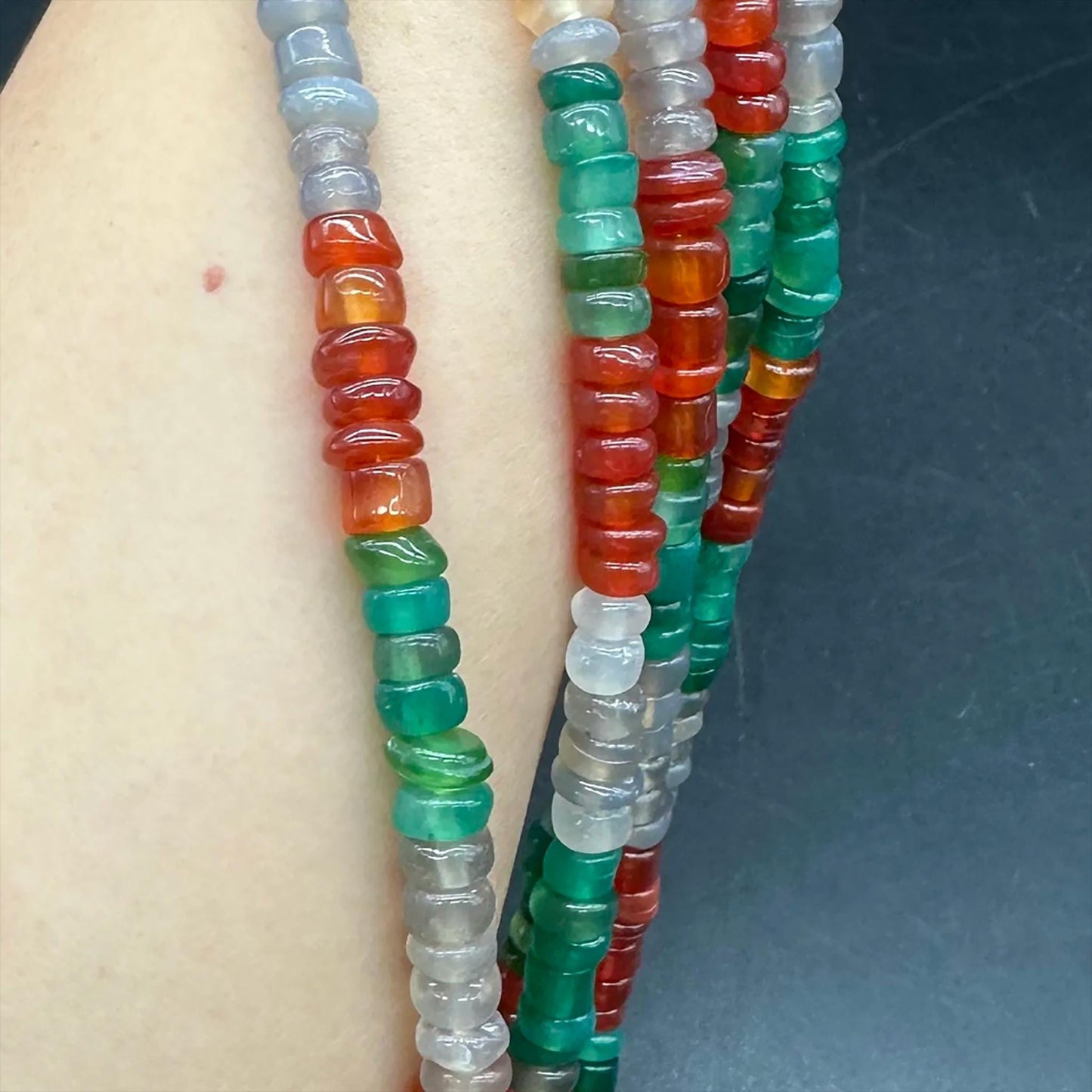 Natürliche mehrfarbige Achat-Scheibenperlen 6×3mm · 38cm Strang | Boho-Edelsteinperlen für selbstgemachte Armbänder, Halsketten, Chakra- und Meditationsschmuck