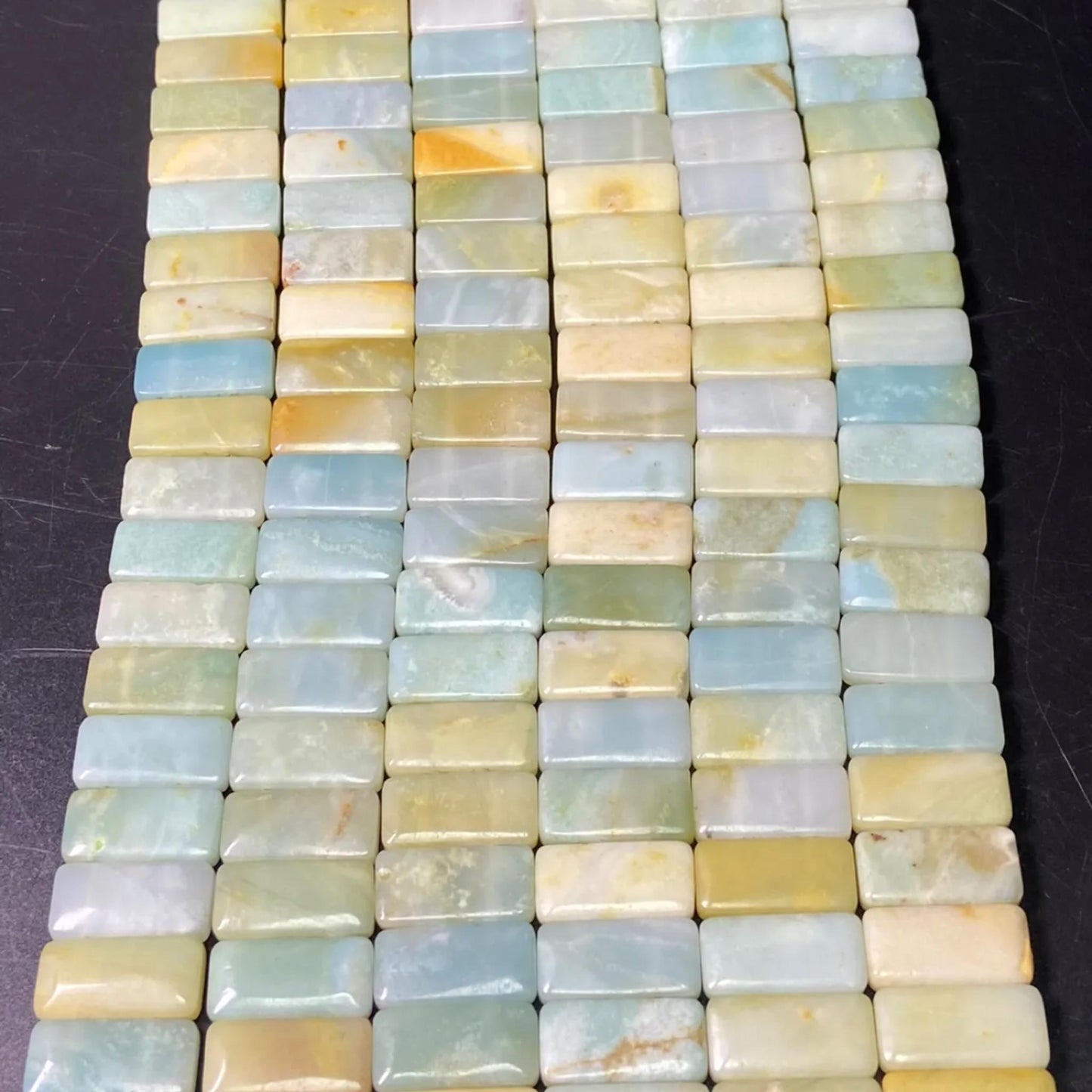 Natural Mozambique Amazonite Double‑Hole Rectangle Beads 20×10×5 mm Strand | DIY Bracelets, Necklaces & Healing Stone Crafts
