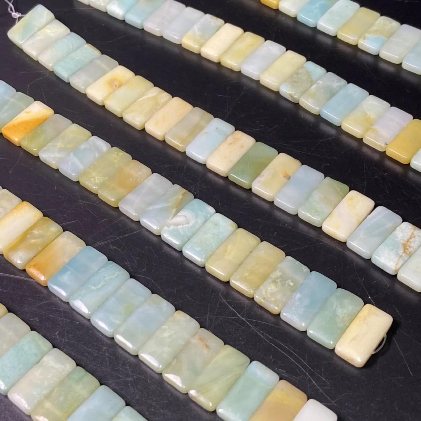 Natural Mozambique Amazonite Double‑Hole Rectangle Beads 20×10×5 mm Strand | DIY Bracelets, Necklaces & Healing Stone Crafts