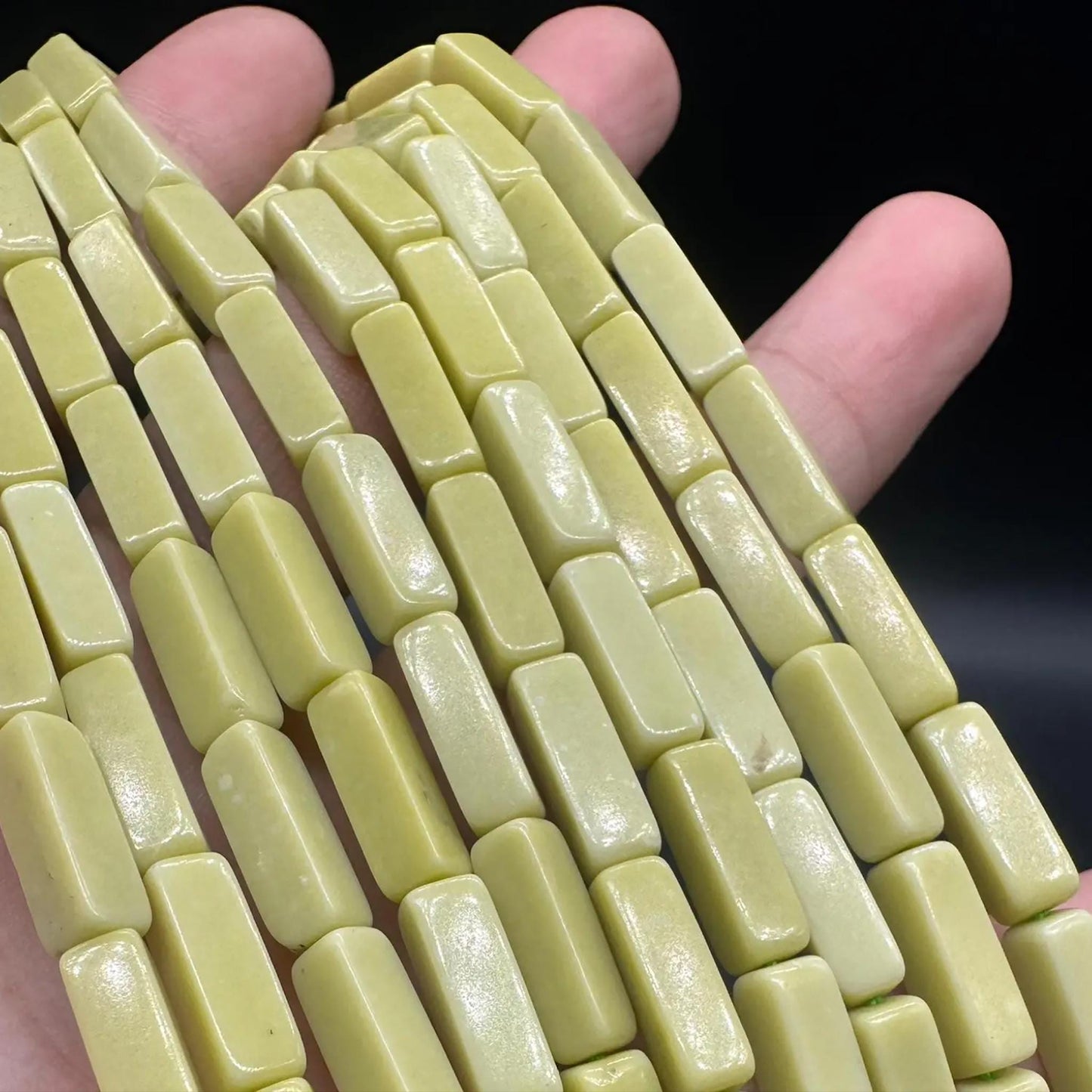 Natural Lemon Jade Tube Beads 4×13 mm · 38 cm Strand | Yellow Nephrite & Serpentine | DIY Bracelet, Necklace & Chakra Meditation Beads