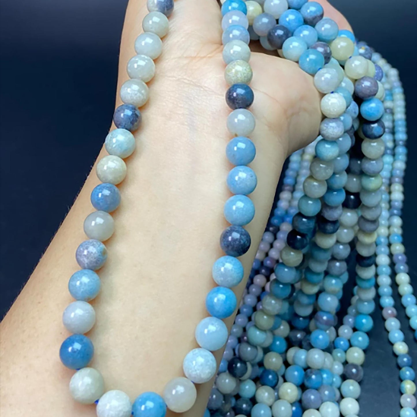 Natural Hydroxylapatite Beads 6 mm Round · 38 cm Strand | Soft Blue-White | DIY Bracelet & Necklace Making | Meditation Chakra Healing Crystals