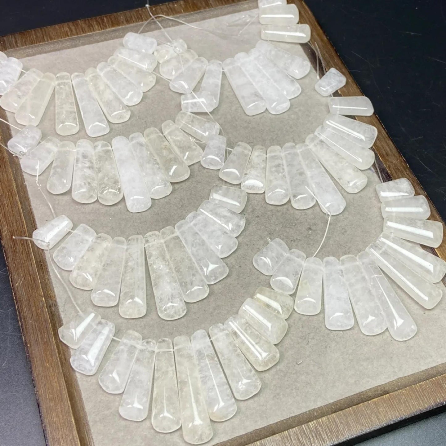 Natural White Quartz Fan Pendants 11pcs Set · 8×6mm Faceted Clear Beads | Sparkling DIY Necklace, Earring & Chakra Energy Charms