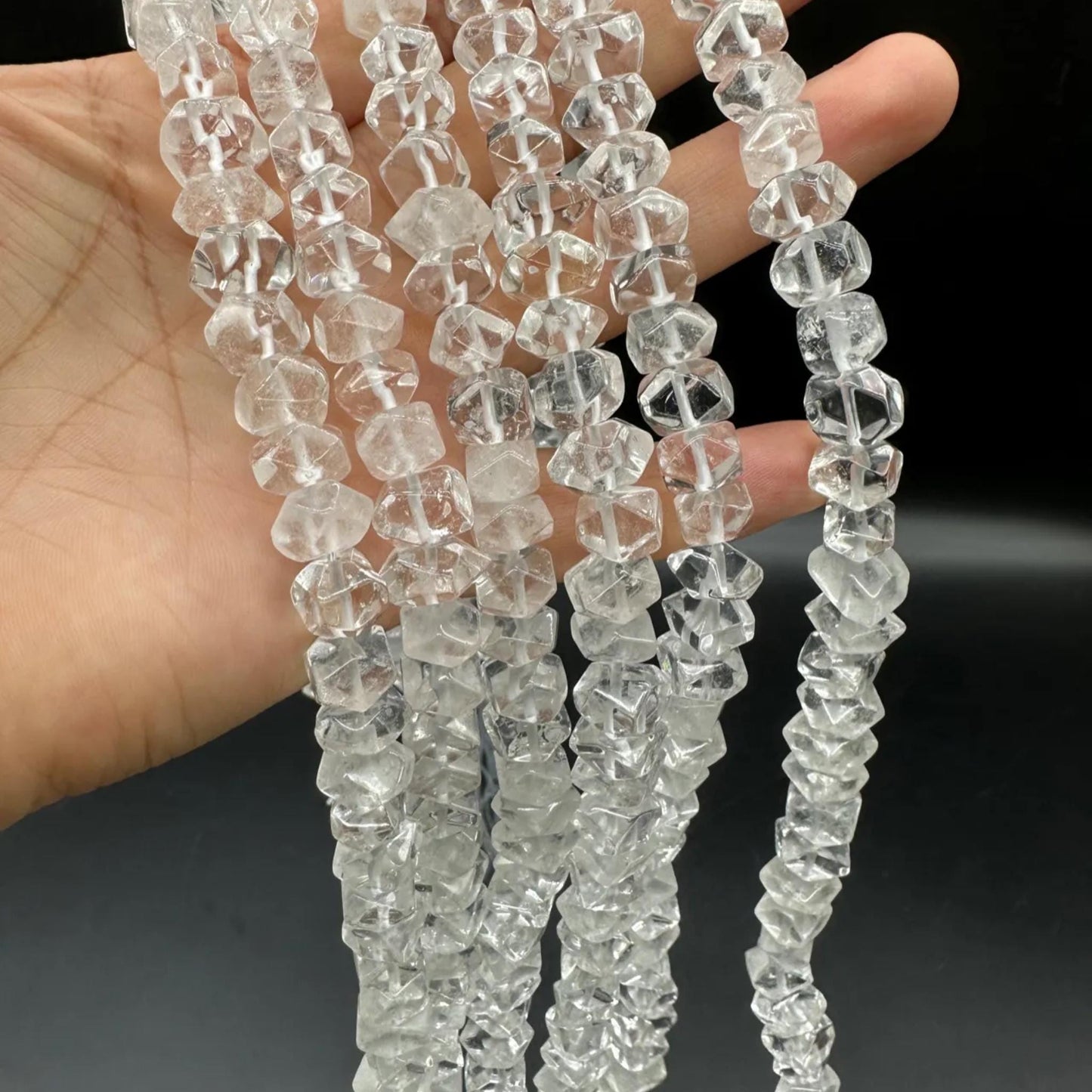 Natural Clear Quartz Octagon Abacus Beads 10×6 mm · 38 cm Strand | Sparkling Faceted Gemstone · DIY Bracelet, Necklace, Earrings & Gift Ideas
