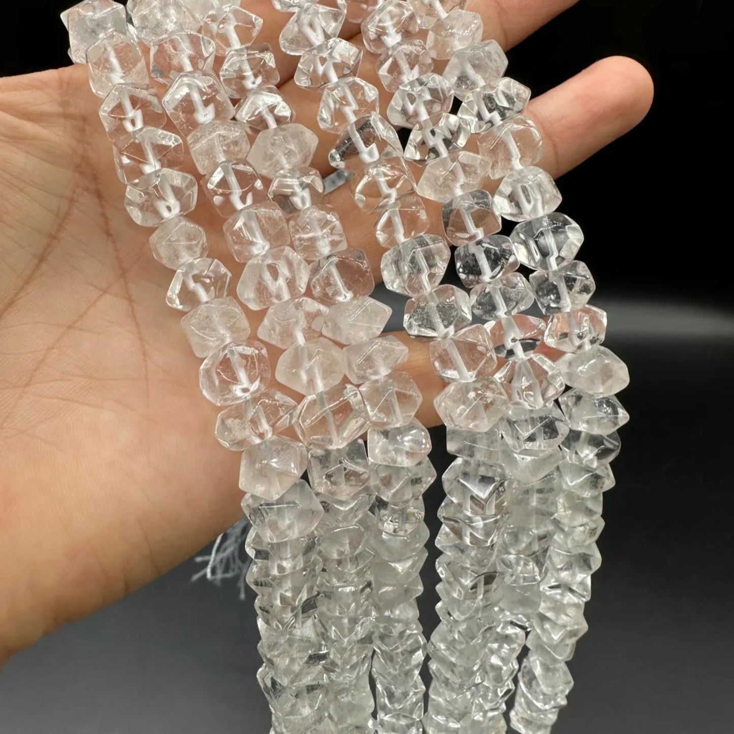Natural Clear Quartz Octagon Abacus Beads 10×6 mm · 38 cm Strand | Sparkling Faceted Gemstone · DIY Bracelet, Necklace, Earrings & Gift Ideas