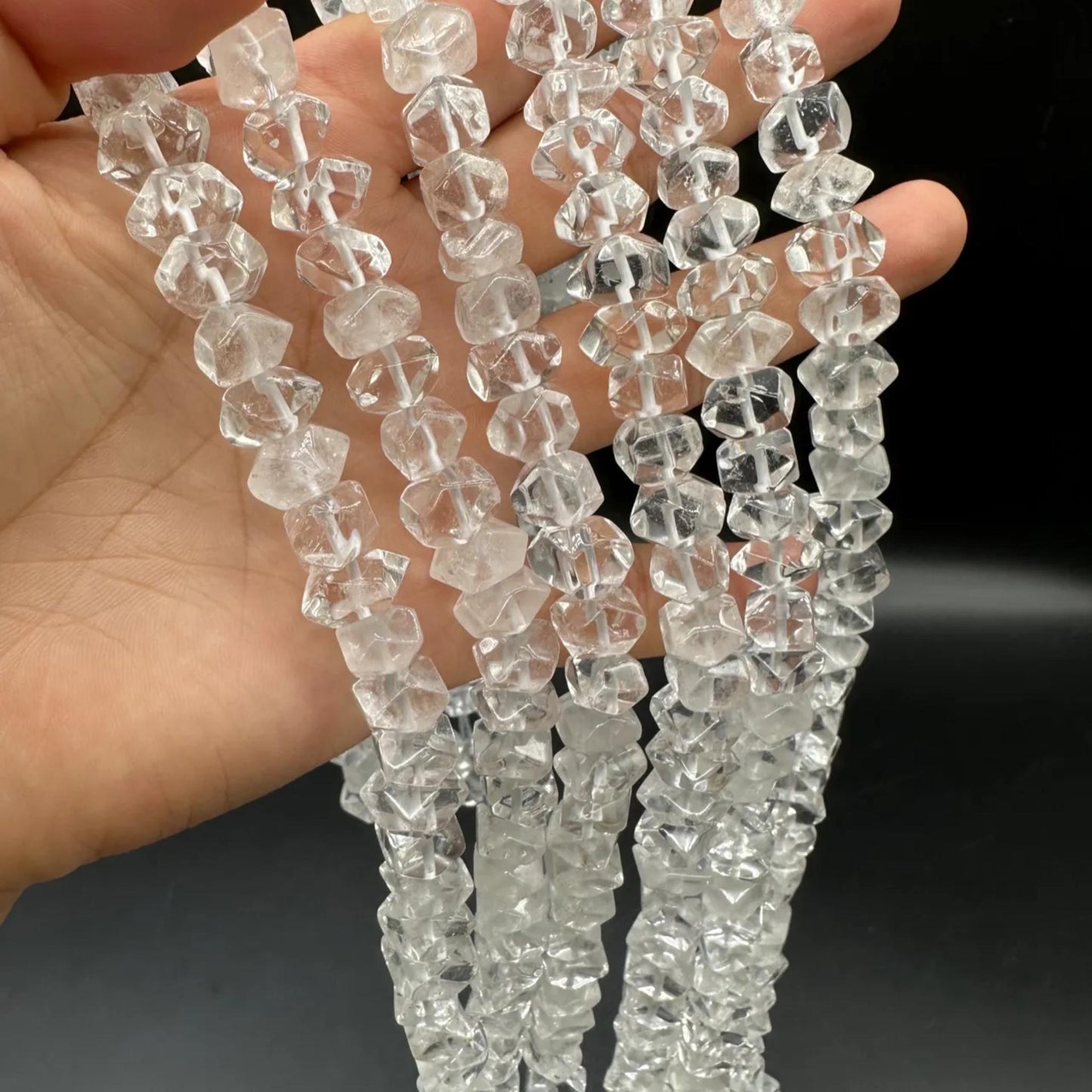 Natural Clear Quartz Octagon Abacus Beads 10×6 mm · 38 cm Strand | Sparkling Faceted Gemstone · DIY Bracelet, Necklace, Earrings & Gift Ideas