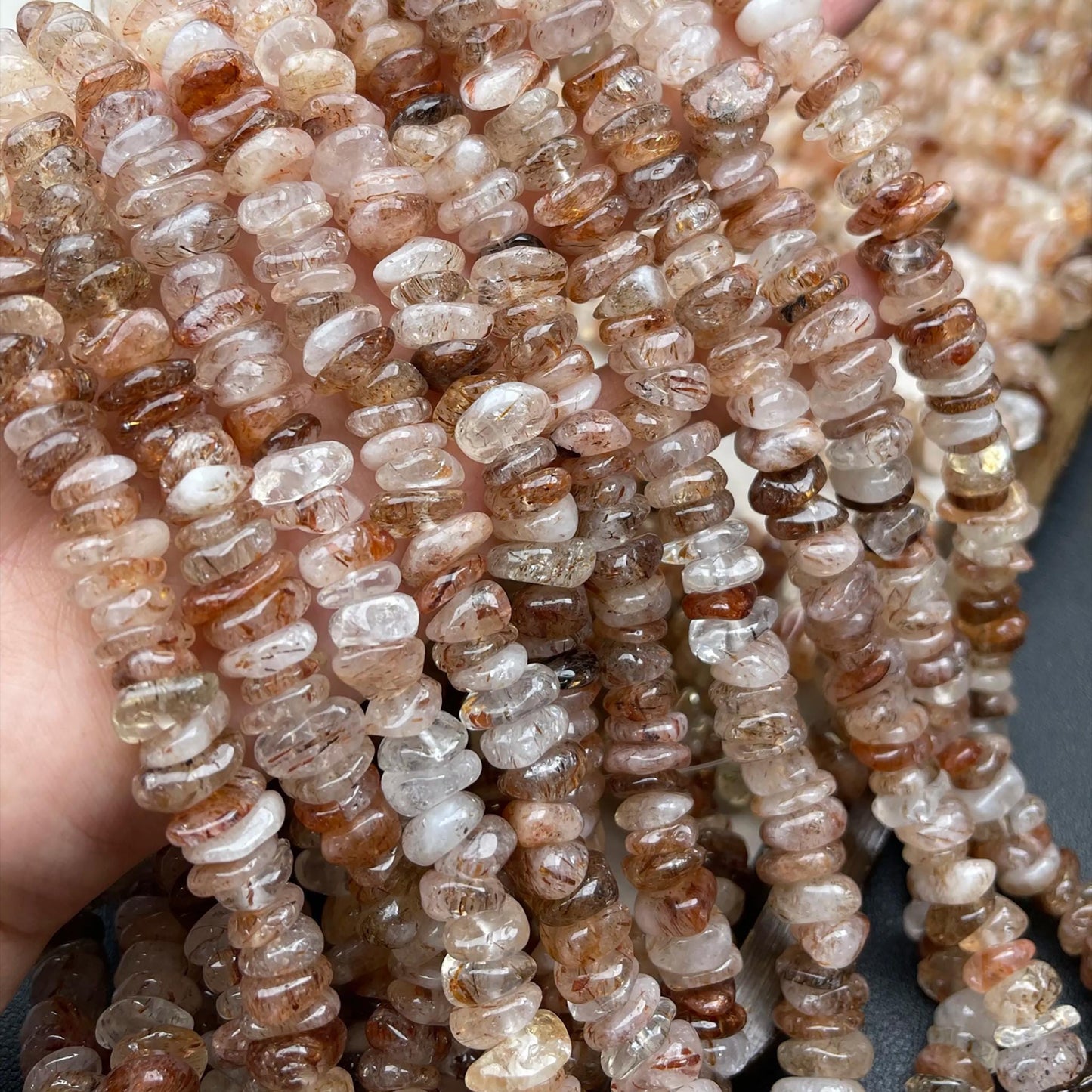 Natural Black Gold Quartz Chip Beads 10 mm · High Transparency & Unique Patterns · DIY Bracelets, Necklaces & Earrings