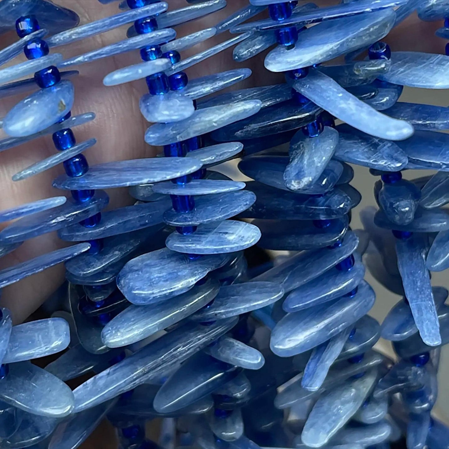High-Clarity Natural Kyanite Irregular Spike Beads 38cm | Ice Blue Gemstone Strands Hand-Polished for DIY Bracelets, Necklaces & Earrings