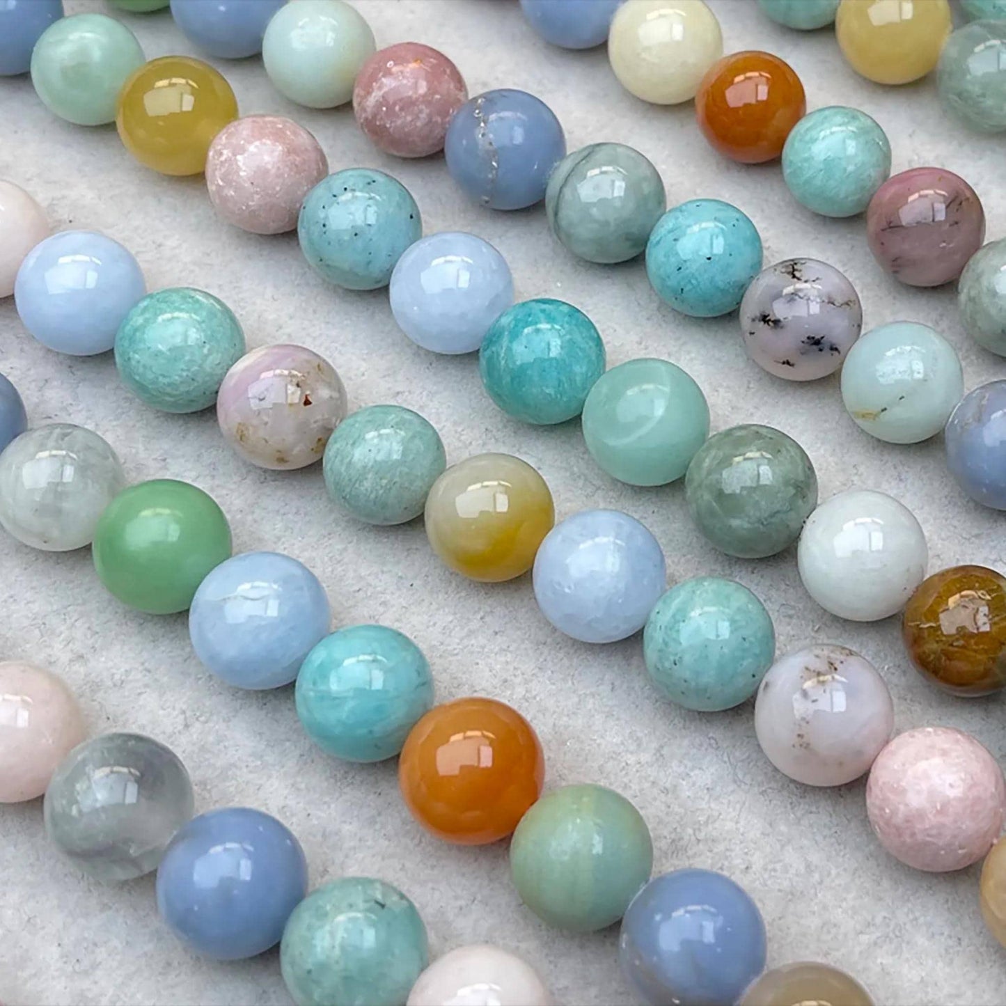 Vintage Pastell Multi-Edelstein 12mm Runde Perlen · 38cm Strang | Handpolierte Natursteine für DIY Armbänder, Halsketten & Ohrringe