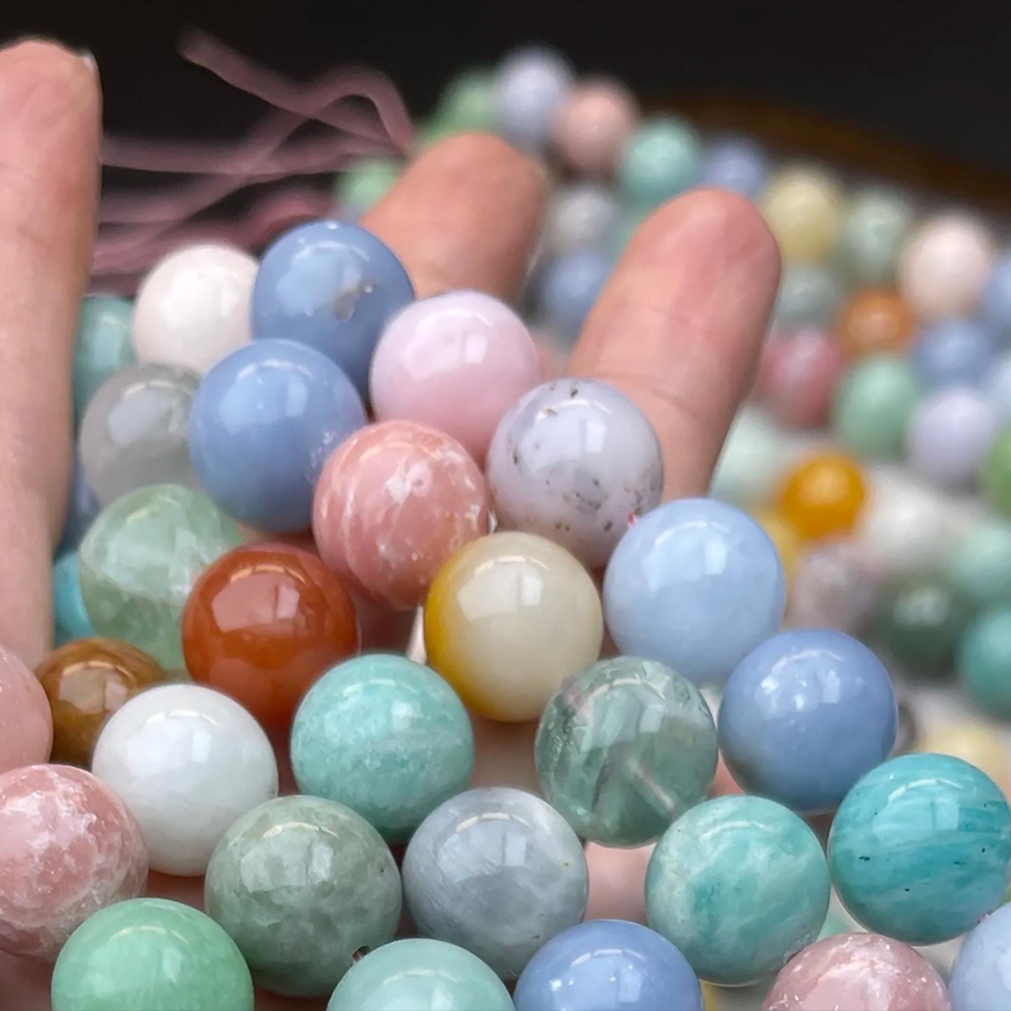 Vintage Pastell Multi-Edelstein 12mm Runde Perlen · 38cm Strang | Handpolierte Natursteine für DIY Armbänder, Halsketten & Ohrringe