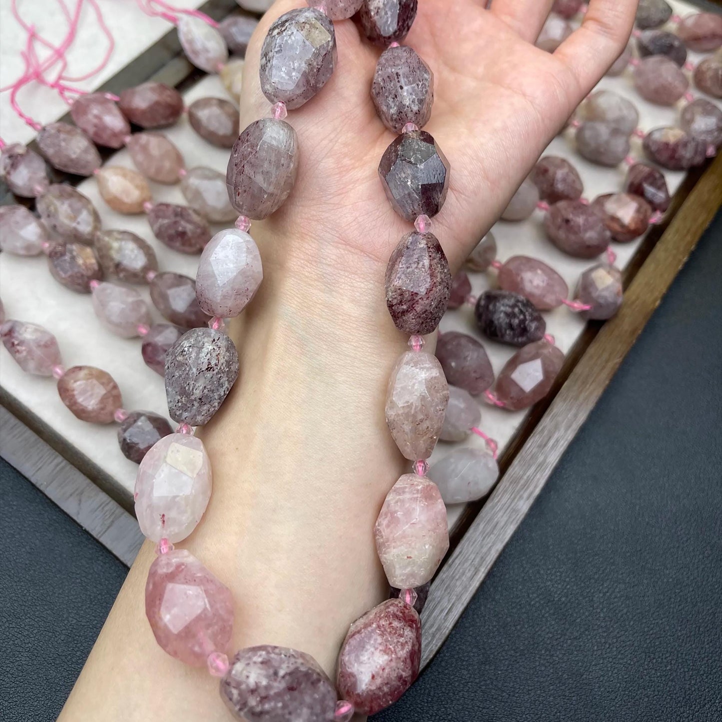 Old Mine Strawberry Quartz Nugget Chips 15mm | Semi-Translucent Pink · Faceted Raw Quartz Beads · DIY Bracelets, Necklaces & Earrings