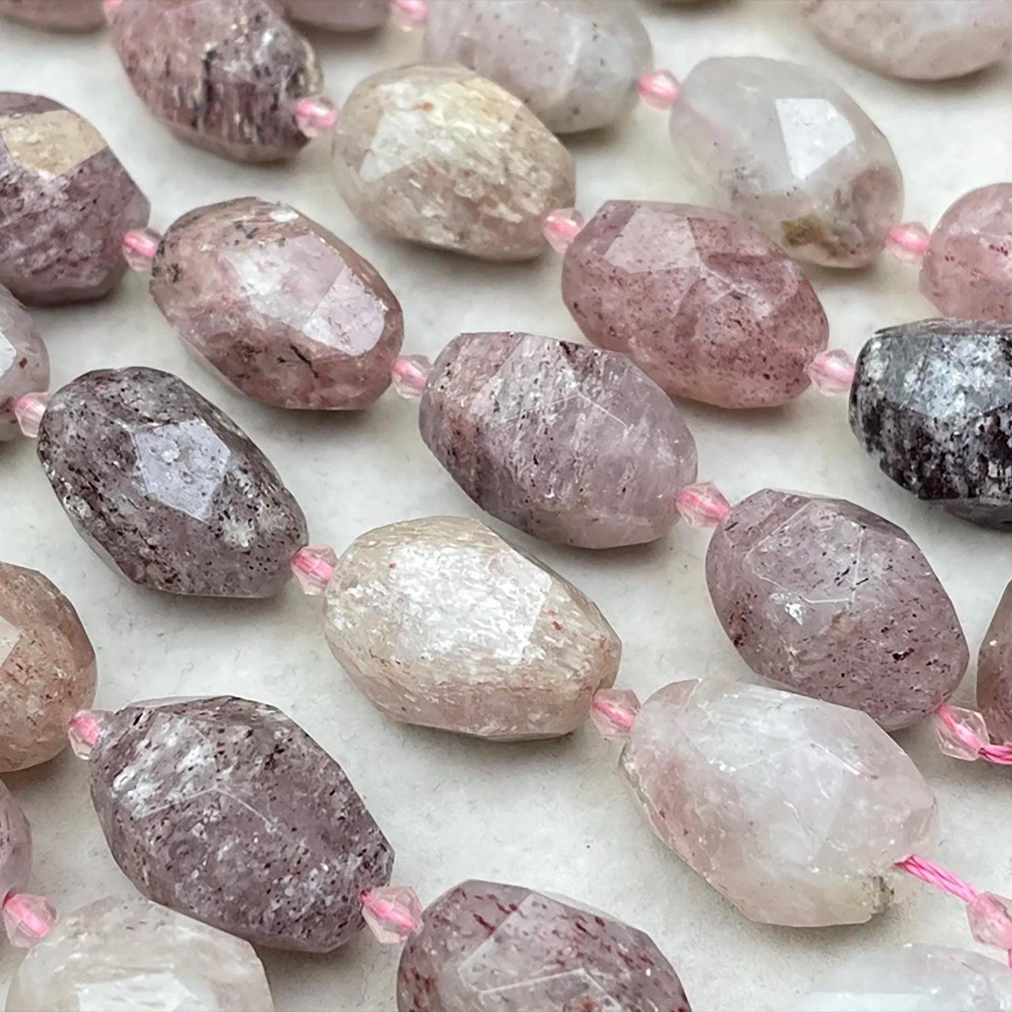 Old Mine Strawberry Quartz Nugget Chips 15mm | Semi-Translucent Pink · Faceted Raw Quartz Beads · DIY Bracelets, Necklaces & Earrings