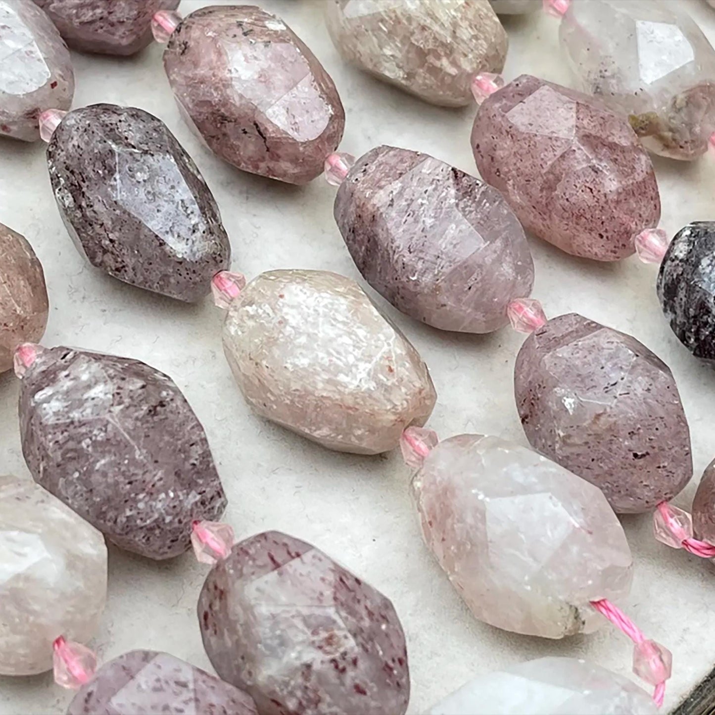 Old Mine Strawberry Quartz Nugget Chips 15mm | Semi-Translucent Pink · Faceted Raw Quartz Beads · DIY Bracelets, Necklaces & Earrings