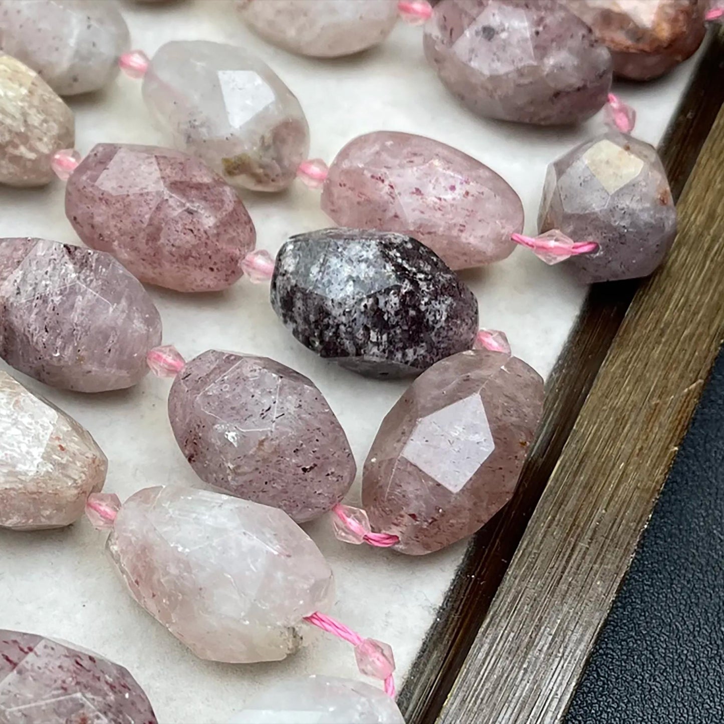 Old Mine Strawberry Quartz Nugget Chips 15mm | Semi-Translucent Pink · Faceted Raw Quartz Beads · DIY Bracelets, Necklaces & Earrings