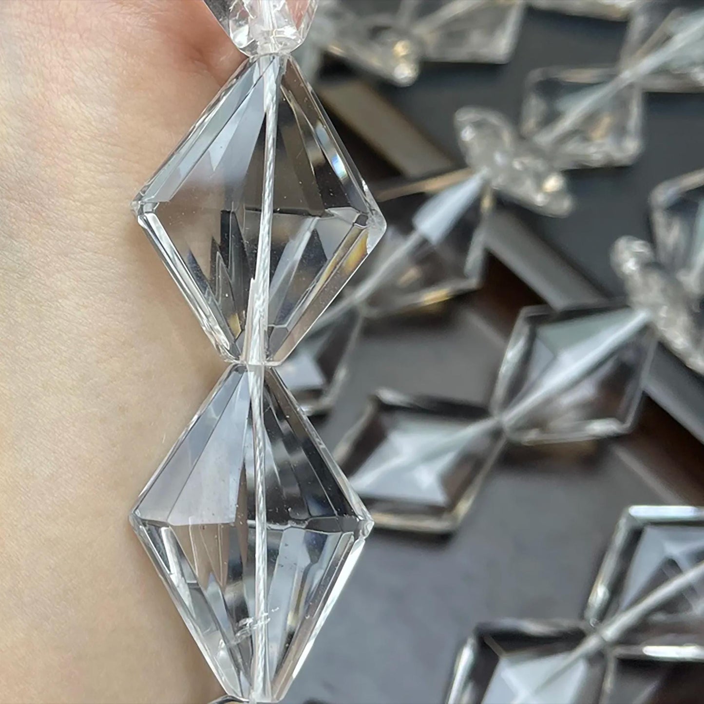 Natürliche brasilianische weiße Quarzperlen 27×32mm | Diamantfacettierter Bergkristall | 38cm Strang | DIY Schmuckherstellung Halskette Armband Zubehör