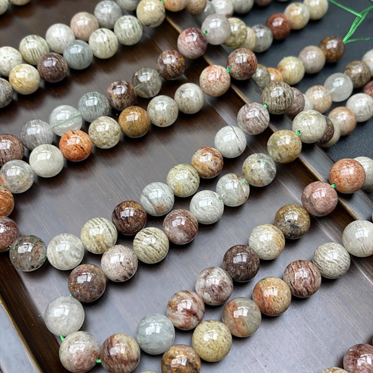 Natürlicher Phantomquarz (Gartenquarz) Runde Perlen 12mm | Geschichtete Einschlüsse · Halbdurchscheinend · DIY-Schmuckherstellung für Armbänder, Halsketten & Ohrringe