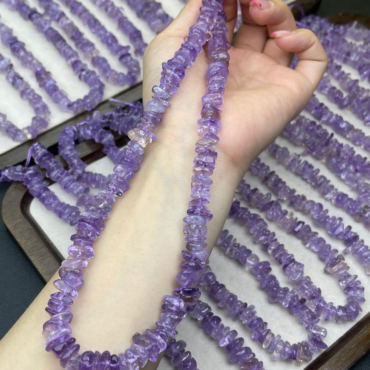 Natürliche Ametrin-Splitterperlen 10 mm | Mittlerer Bohrstrang 38 cm | Zweifarbiger Amethyst-Citrin-Glanz | DIY-Armbänder, Halsketten und Ohrringe