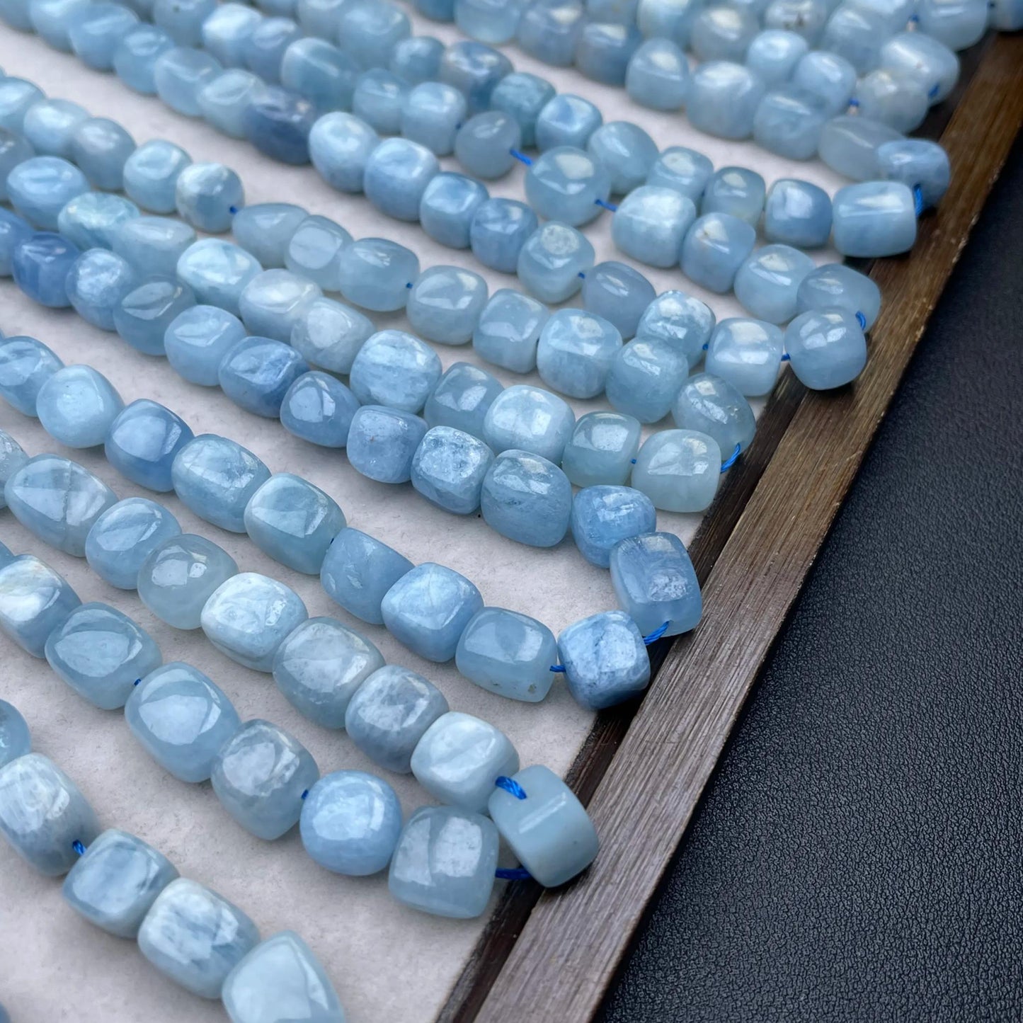 Natürliche Aquamarin-Perlen, unregelmäßige Würfel, 8–10 mm, 38 cm Strang, mittleres Loch, frisches Meeresblau, DIY-Armband, Halskette, Ohrring, Schmuck