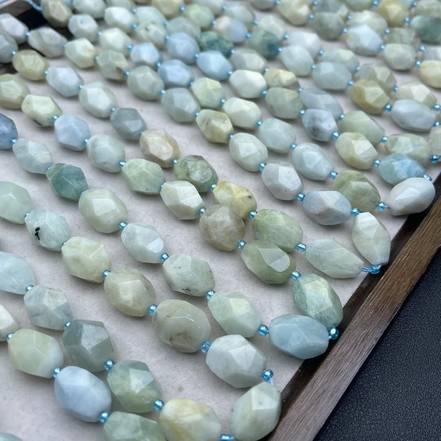Vintage Aquamarine Irregular Faceted Chip Beads 11–12 mm | Medium Hole · Ocean Blue Tones · DIY Bracelets, Necklaces & Earrings