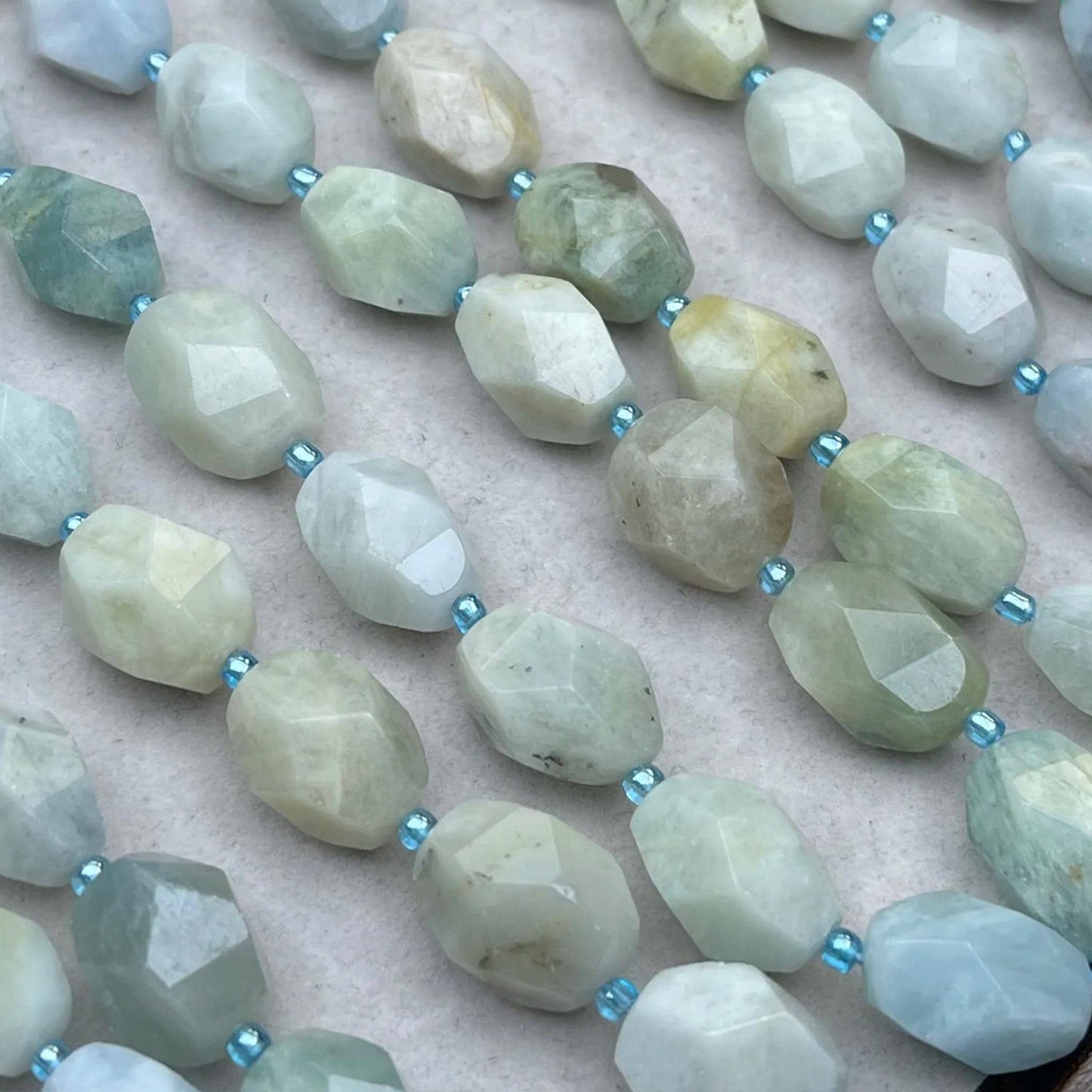 Vintage Aquamarine Irregular Faceted Chip Beads 11–12 mm | Medium Hole · Ocean Blue Tones · DIY Bracelets, Necklaces & Earrings